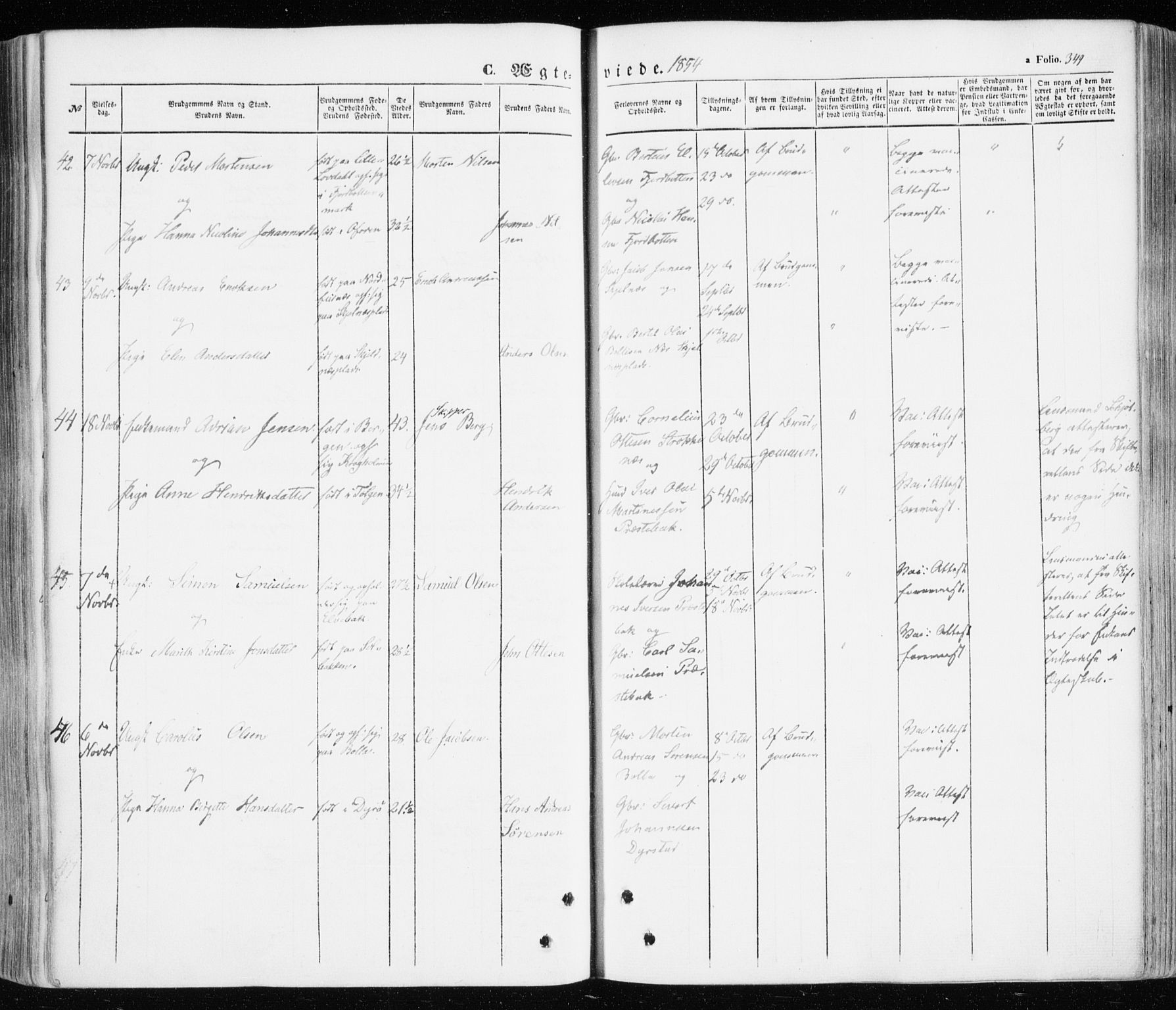 Ibestad sokneprestembete, AV/SATØ-S-0077/H/Ha/Haa/L0008kirke: Parish register (official) no. 8, 1850-1859, p. 349