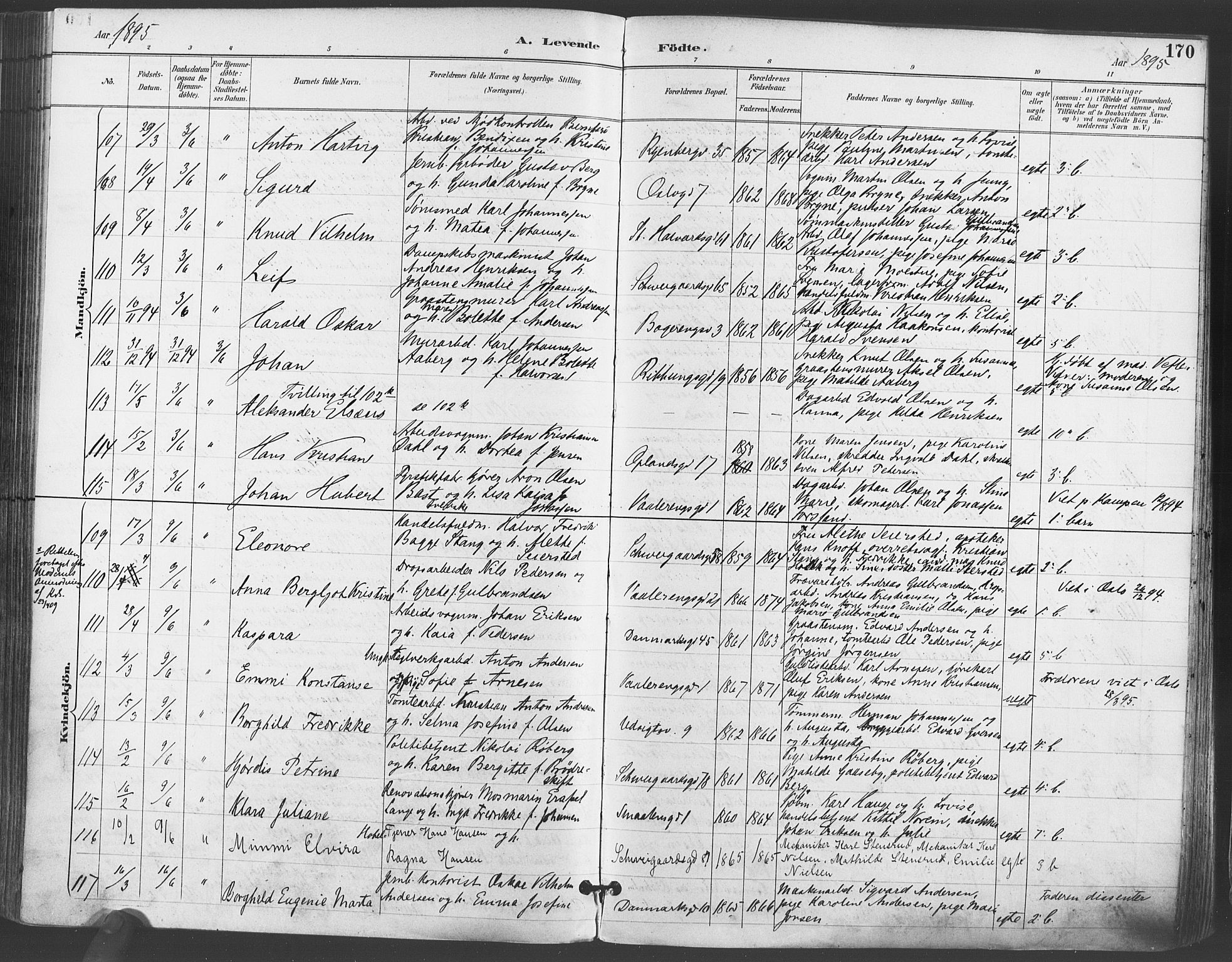 Gamlebyen prestekontor Kirkebøker, SAO/A-10884/F/Fa/L0007: Parish register (official) no. 7, 1889-1899, p. 170