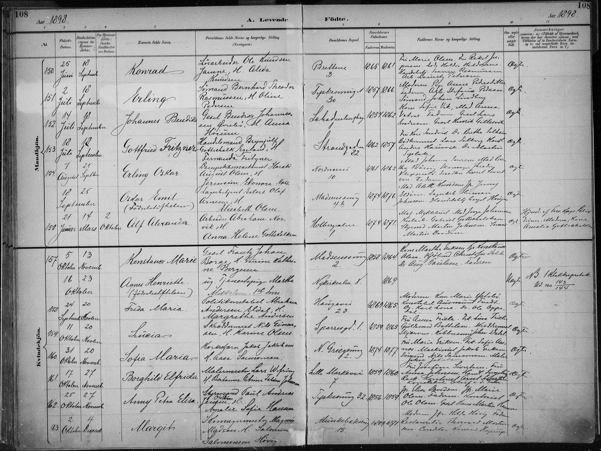 Nykirken Sokneprestembete, SAB/A-77101/H/Haa/L0018: Parish register (official) no. B 6, 1895-1903, p. 108