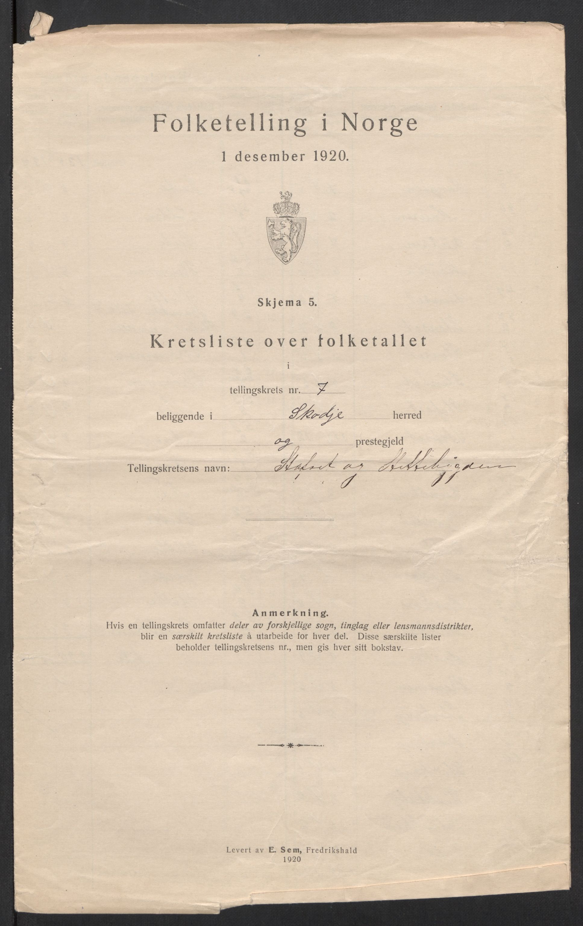 SAT, 1920 census for Skodje, 1920, p. 30