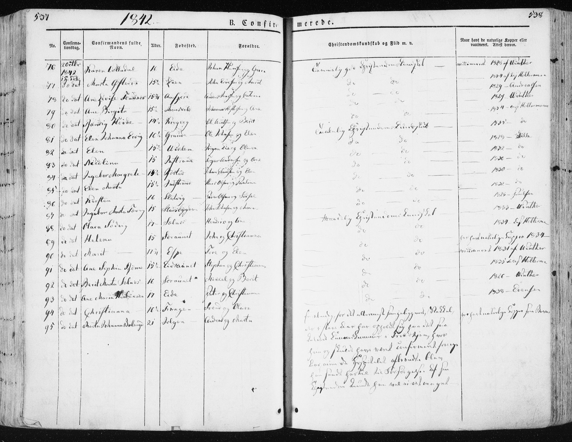 Ministerialprotokoller, klokkerbøker og fødselsregistre - Sør-Trøndelag, SAT/A-1456/659/L0736: Parish register (official) no. 659A06, 1842-1856, p. 537-538