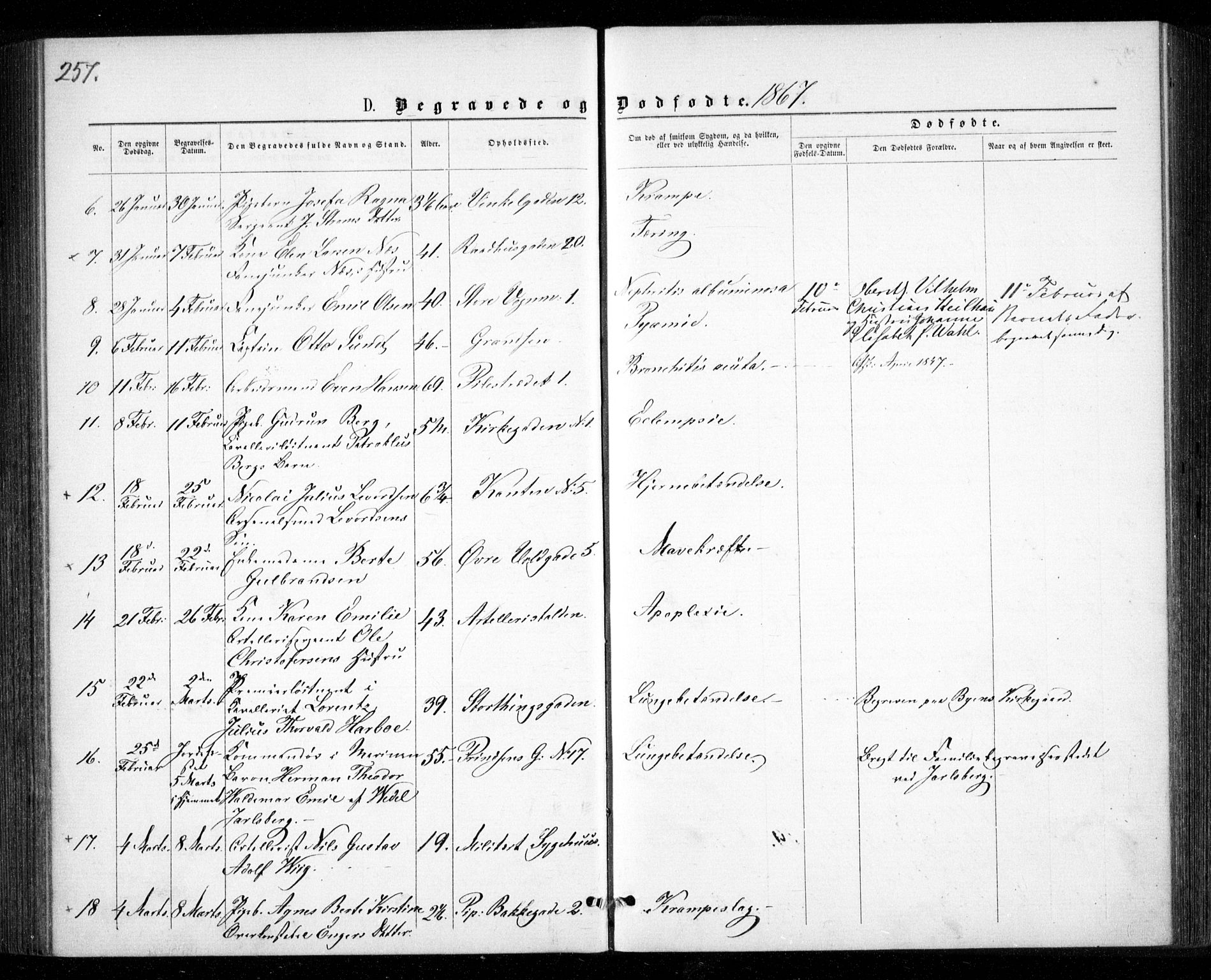 Garnisonsmenigheten Kirkebøker, AV/SAO-A-10846/G/Ga/L0006: Parish register (copy) no. 6, 1860-1880, p. 257