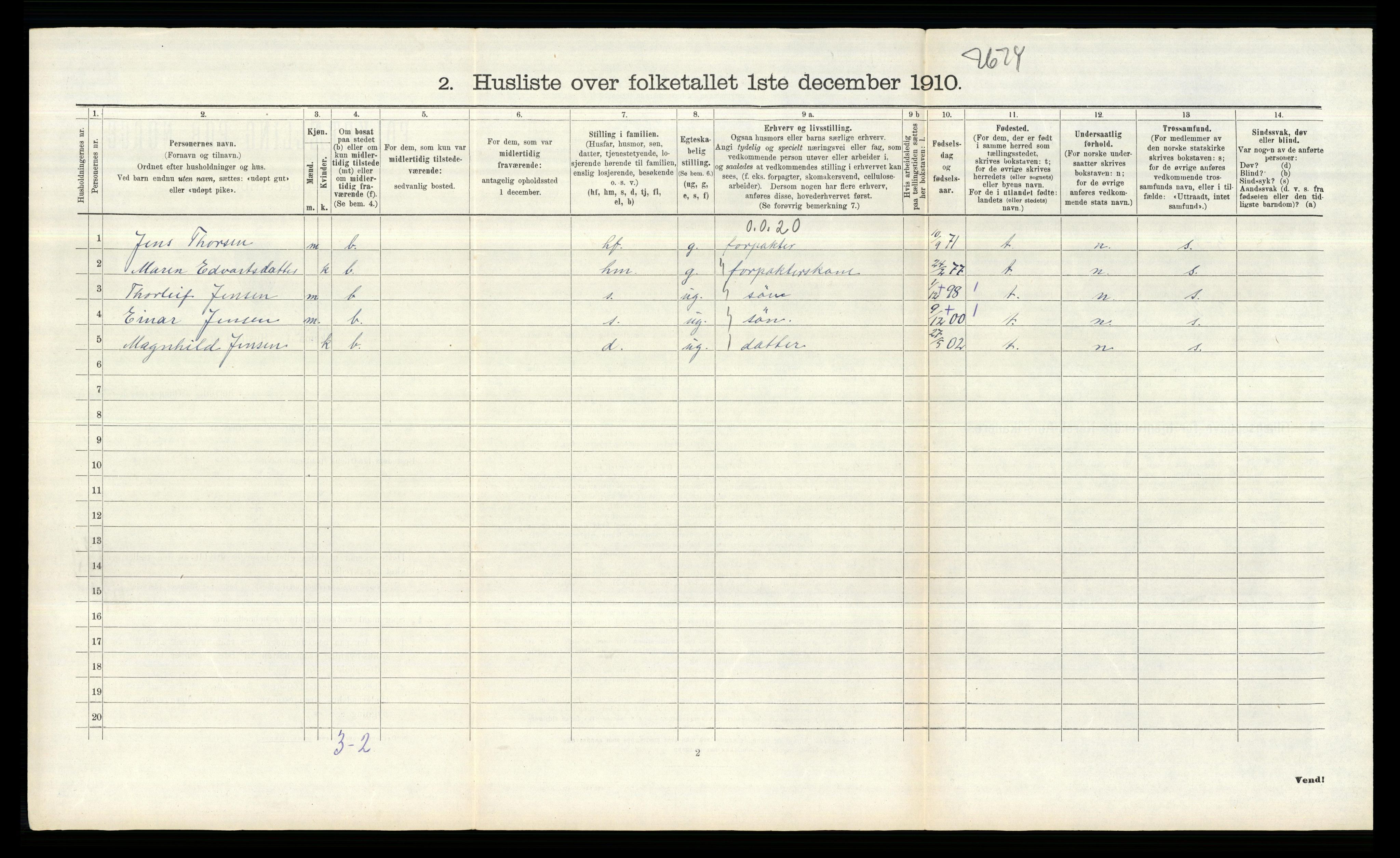 RA, 1910 census for Øymark, 1910, p. 311