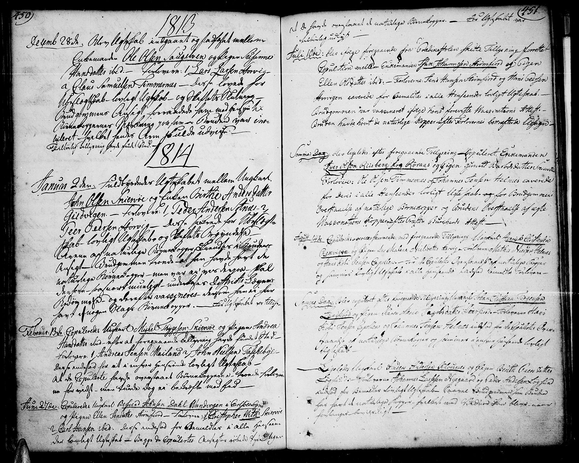 Skjervøy sokneprestkontor, SATØ/S-1300/H/Ha/Haa/L0002kirke: Parish register (official) no. 2, 1781-1817, p. 450-451
