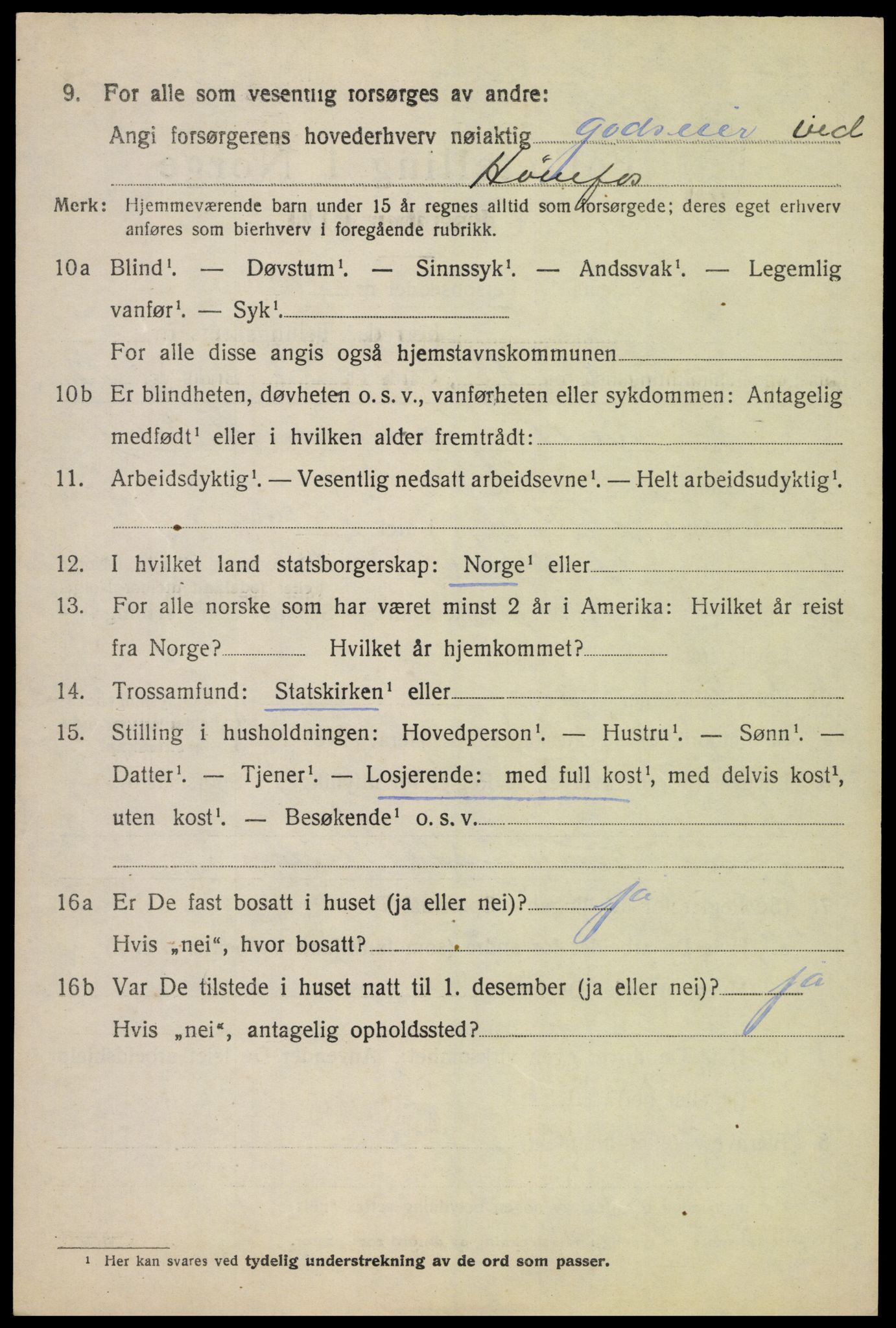 SAH, 1920 census for Fåberg, 1920, p. 8121