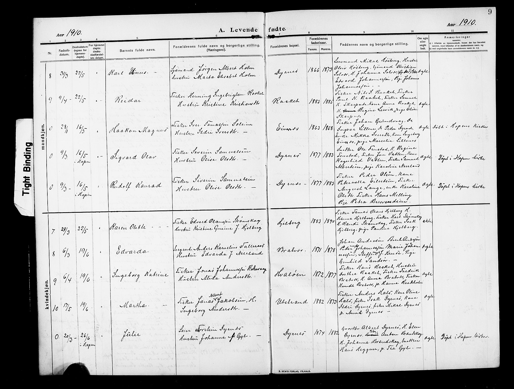 Ministerialprotokoller, klokkerbøker og fødselsregistre - Møre og Romsdal, AV/SAT-A-1454/582/L0949: Parish register (copy) no. 582C01, 1909-1925, p. 9