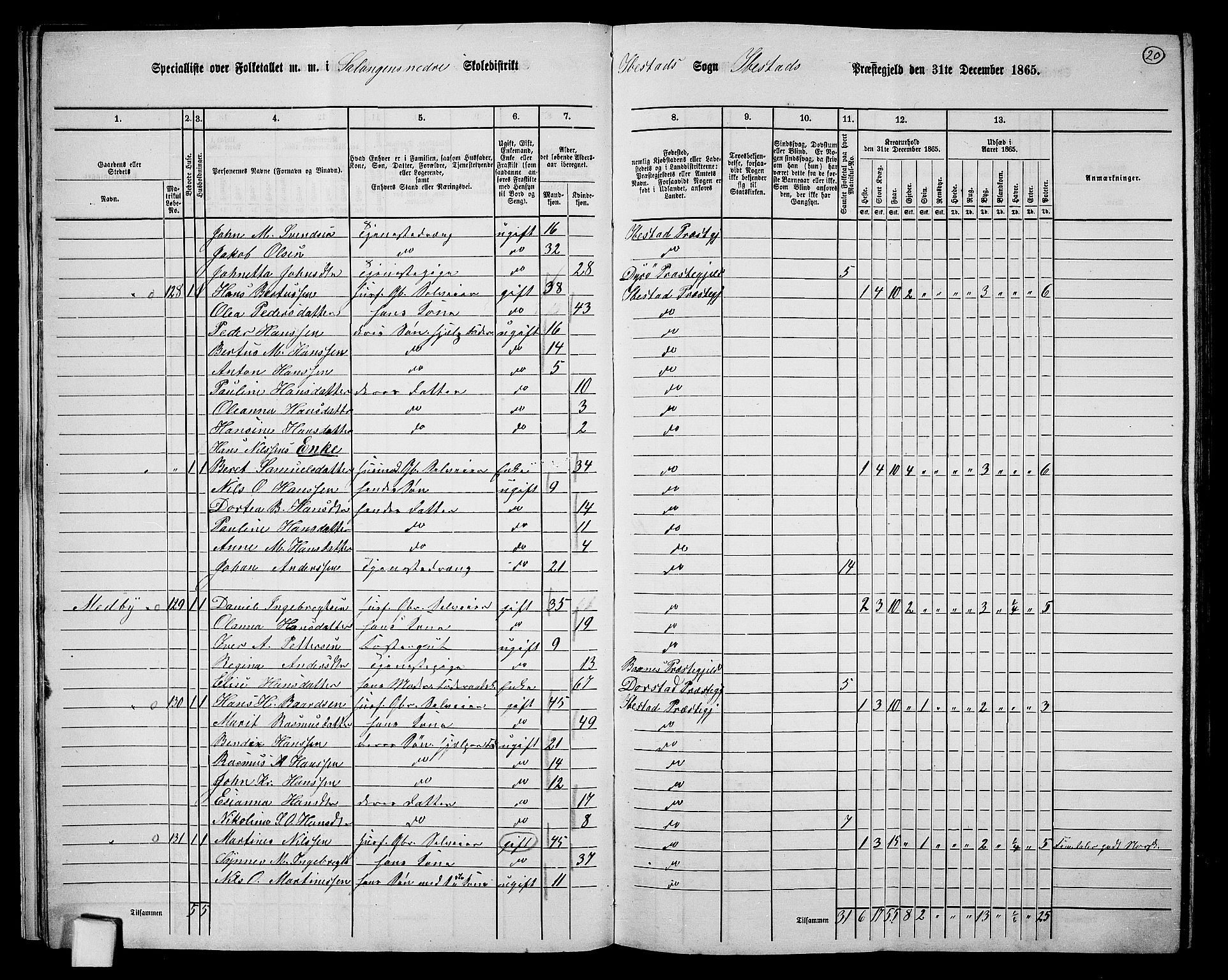 RA, 1865 census for Ibestad, 1865, p. 20