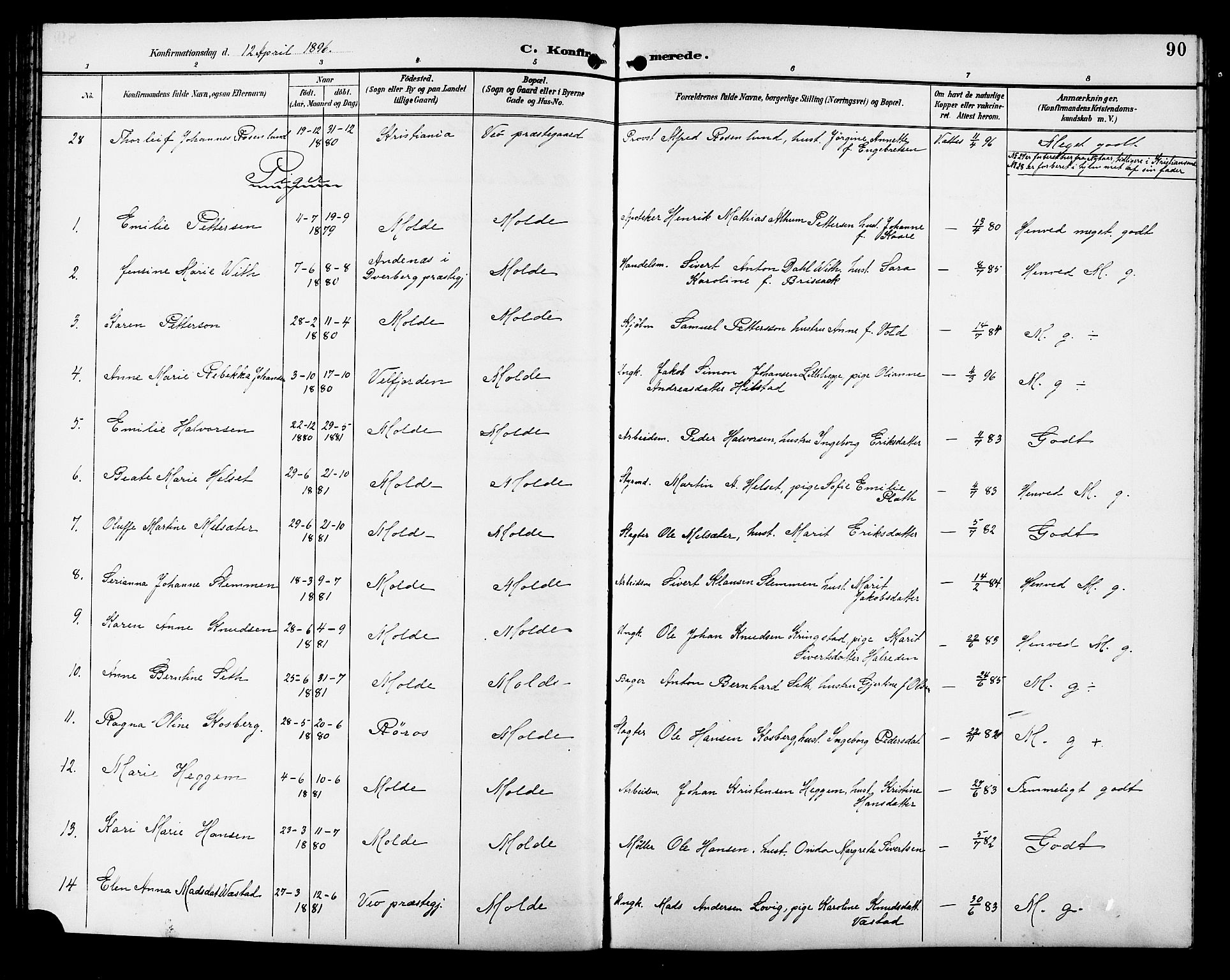 Ministerialprotokoller, klokkerbøker og fødselsregistre - Møre og Romsdal, SAT/A-1454/558/L0702: Parish register (copy) no. 558C03, 1894-1915, p. 90