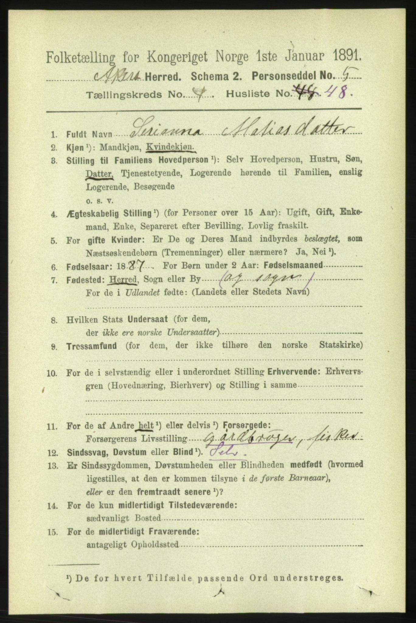 RA, 1891 census for 1545 Aukra, 1891, p. 1928