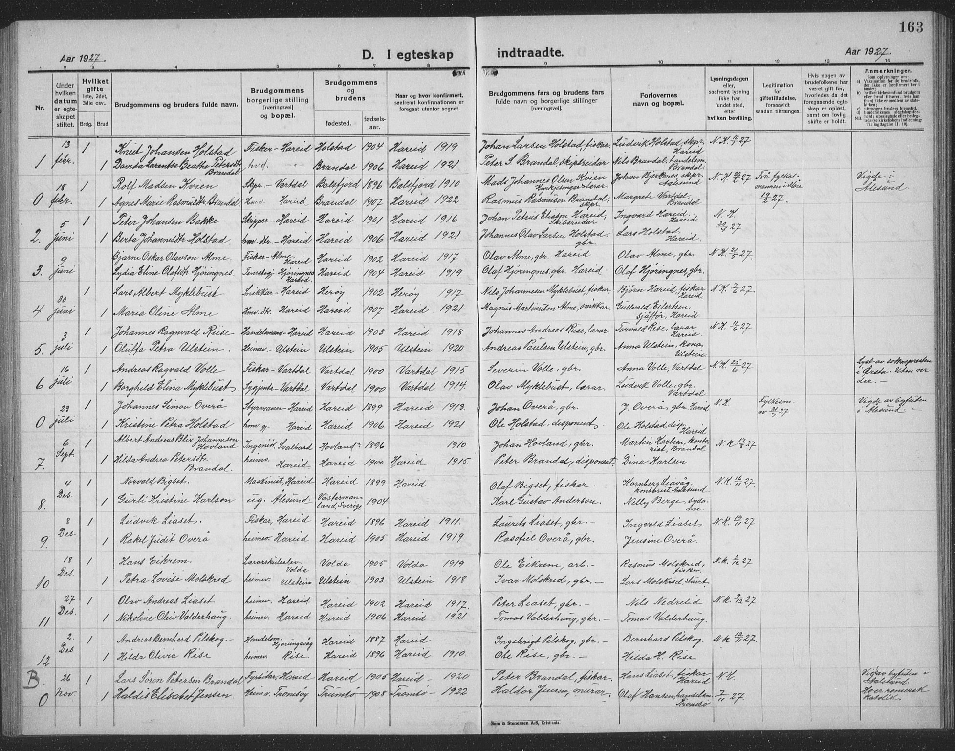 Ministerialprotokoller, klokkerbøker og fødselsregistre - Møre og Romsdal, AV/SAT-A-1454/510/L0127: Parish register (copy) no. 510C04, 1923-1939, p. 163