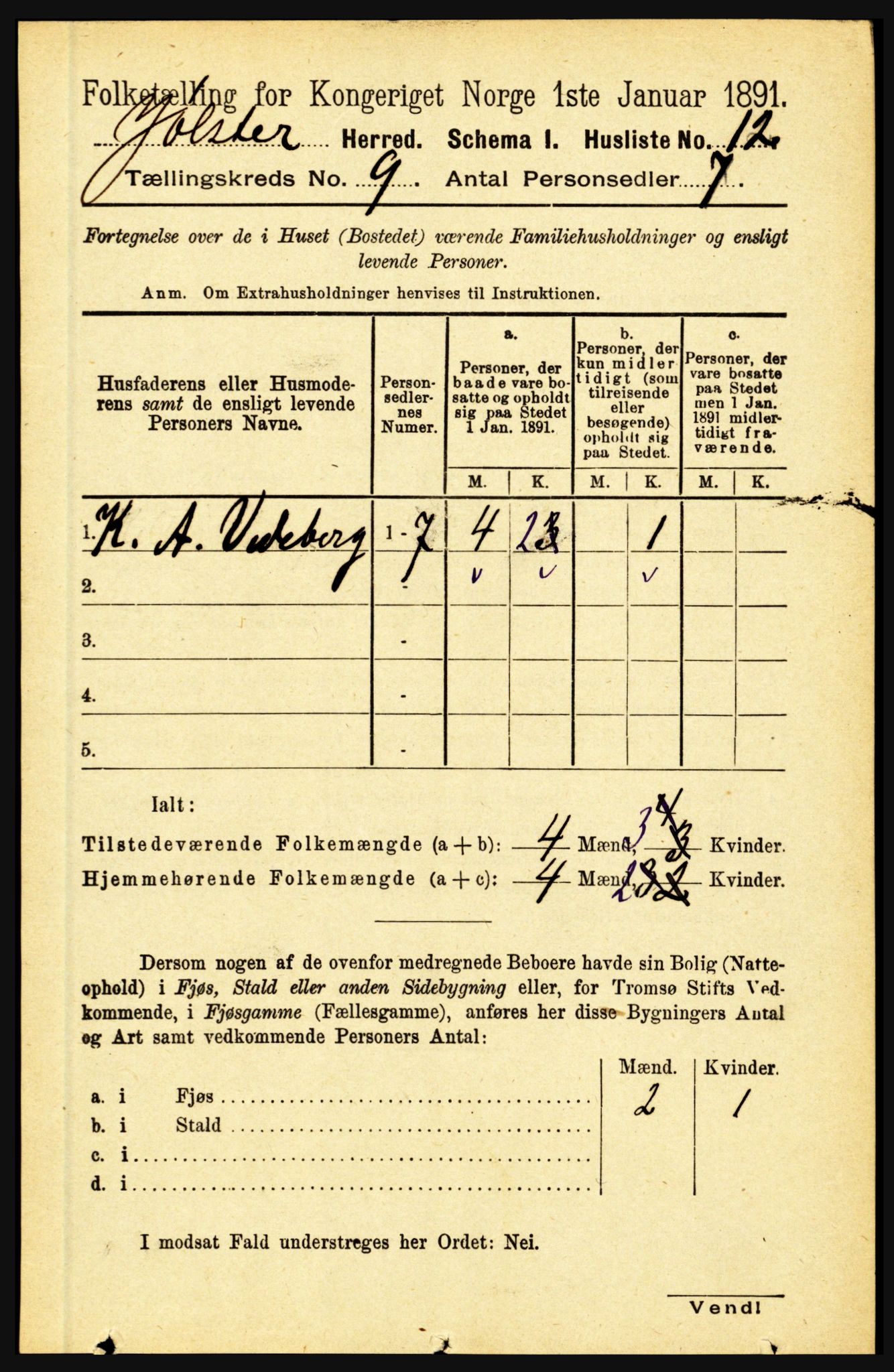 RA, 1891 census for 1431 Jølster, 1891, p. 3104