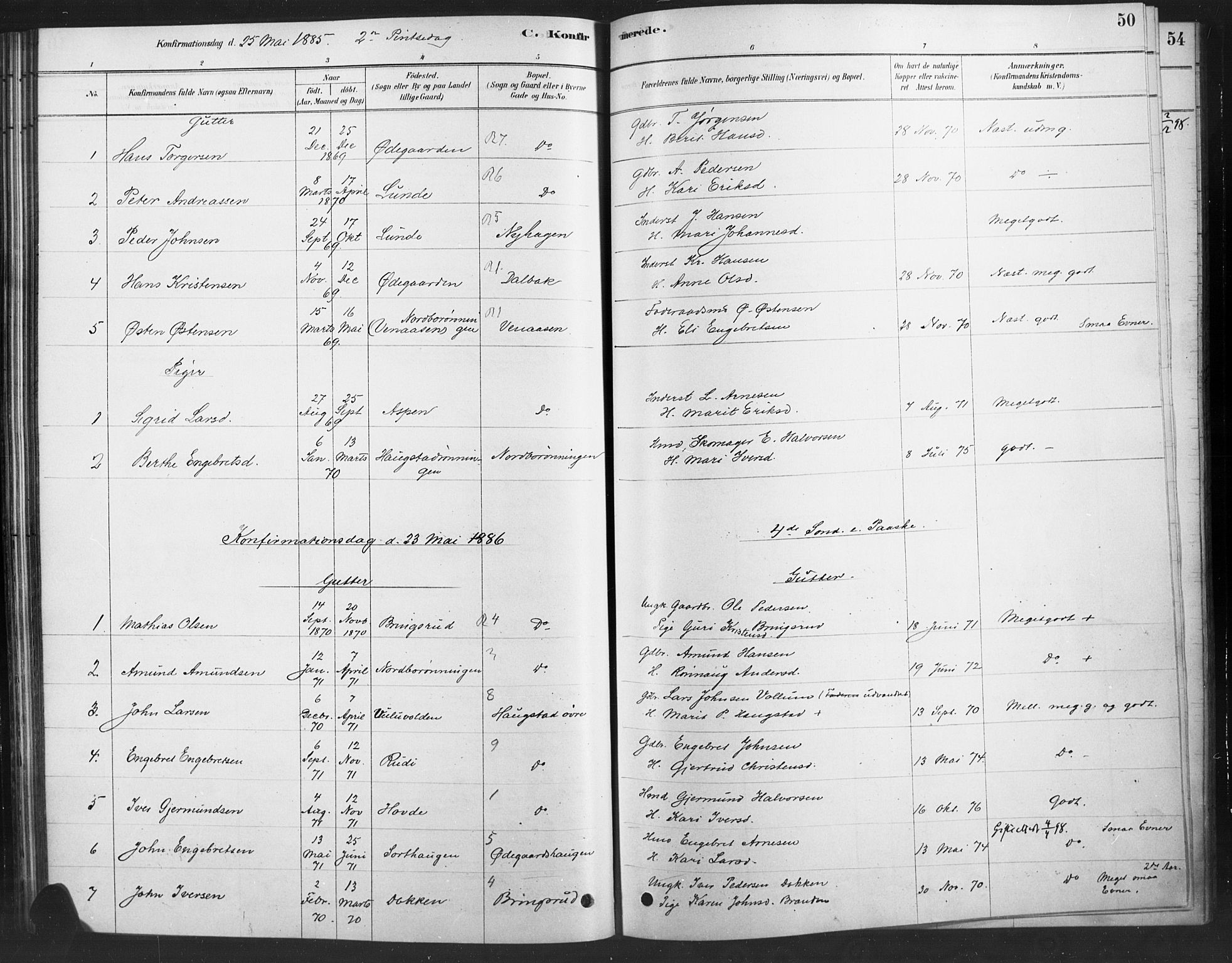Ringebu prestekontor, SAH/PREST-082/H/Ha/Haa/L0010: Parish register (official) no. 10, 1878-1898, p. 50