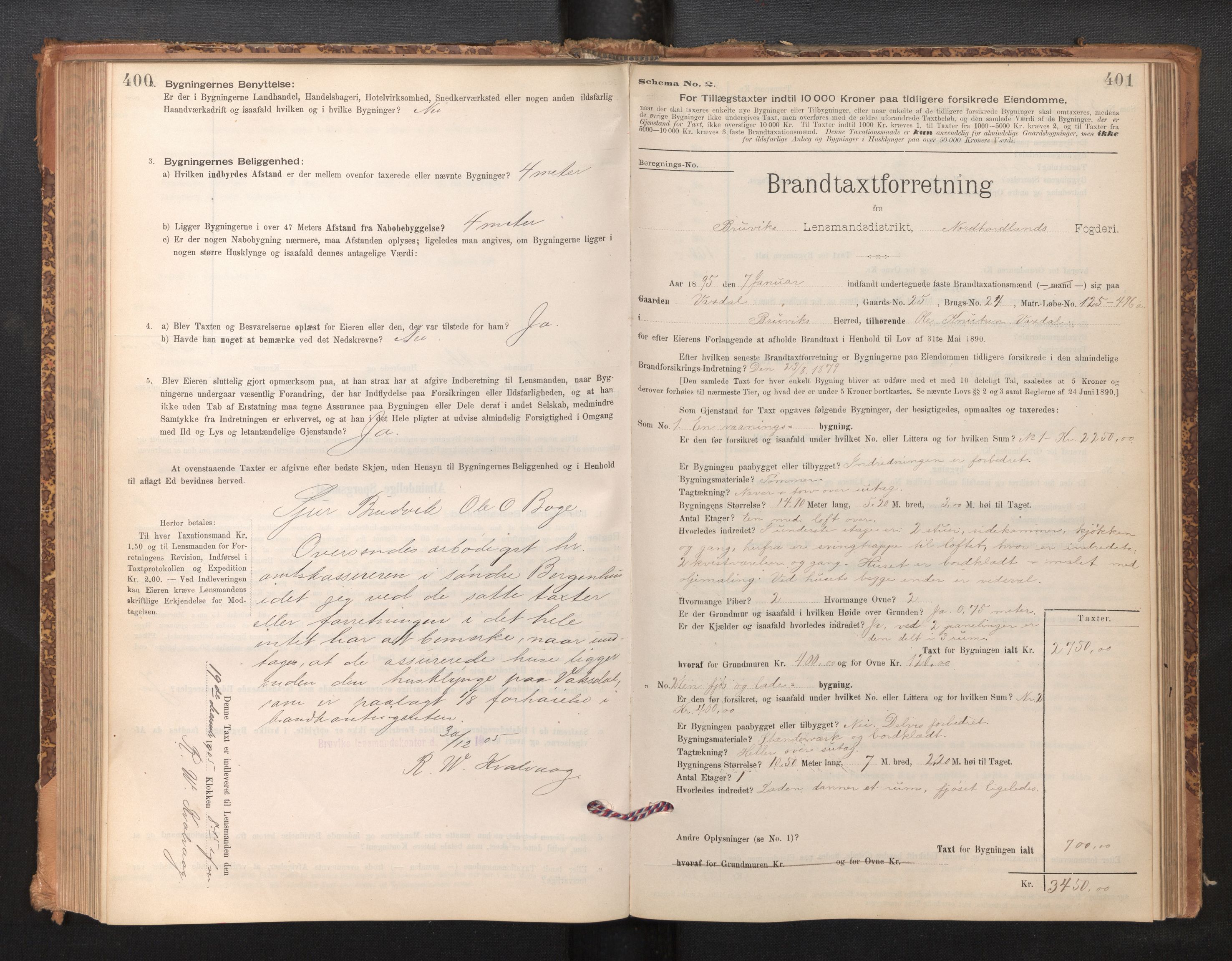 Lensmannen i Bruvik, SAB/A-31301/0012/L0006: Branntakstprotokoll, skjematakst, 1894-1906, p. 400-401