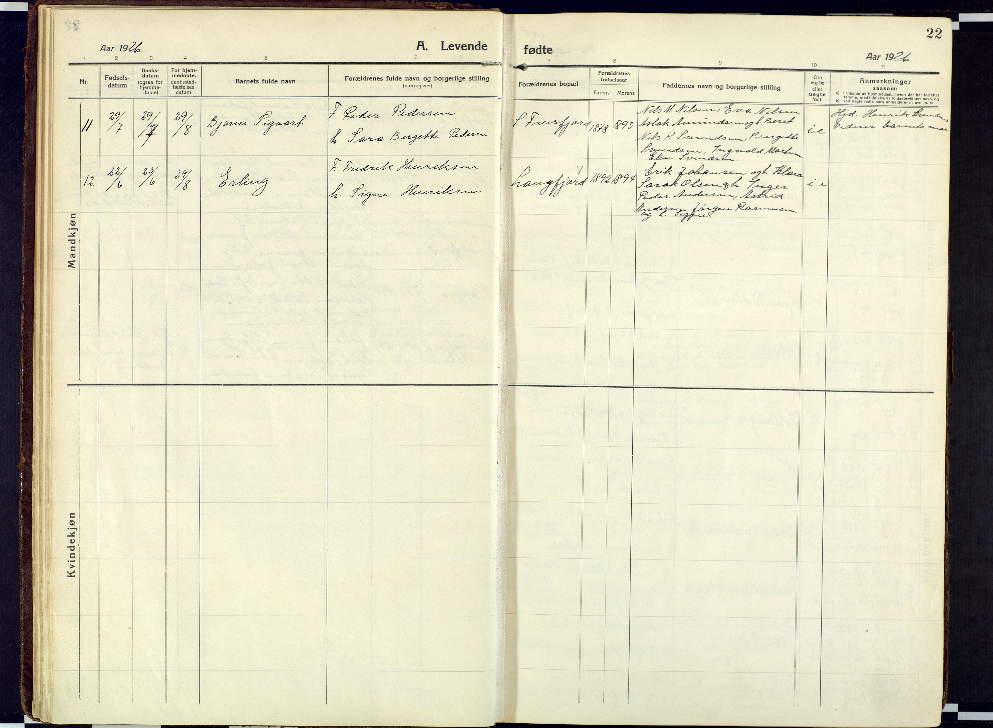 Loppa sokneprestkontor, SATØ/S-1339/H/Ha/L0013kirke: Parish register (official) no. 13, 1920-1932, p. 22
