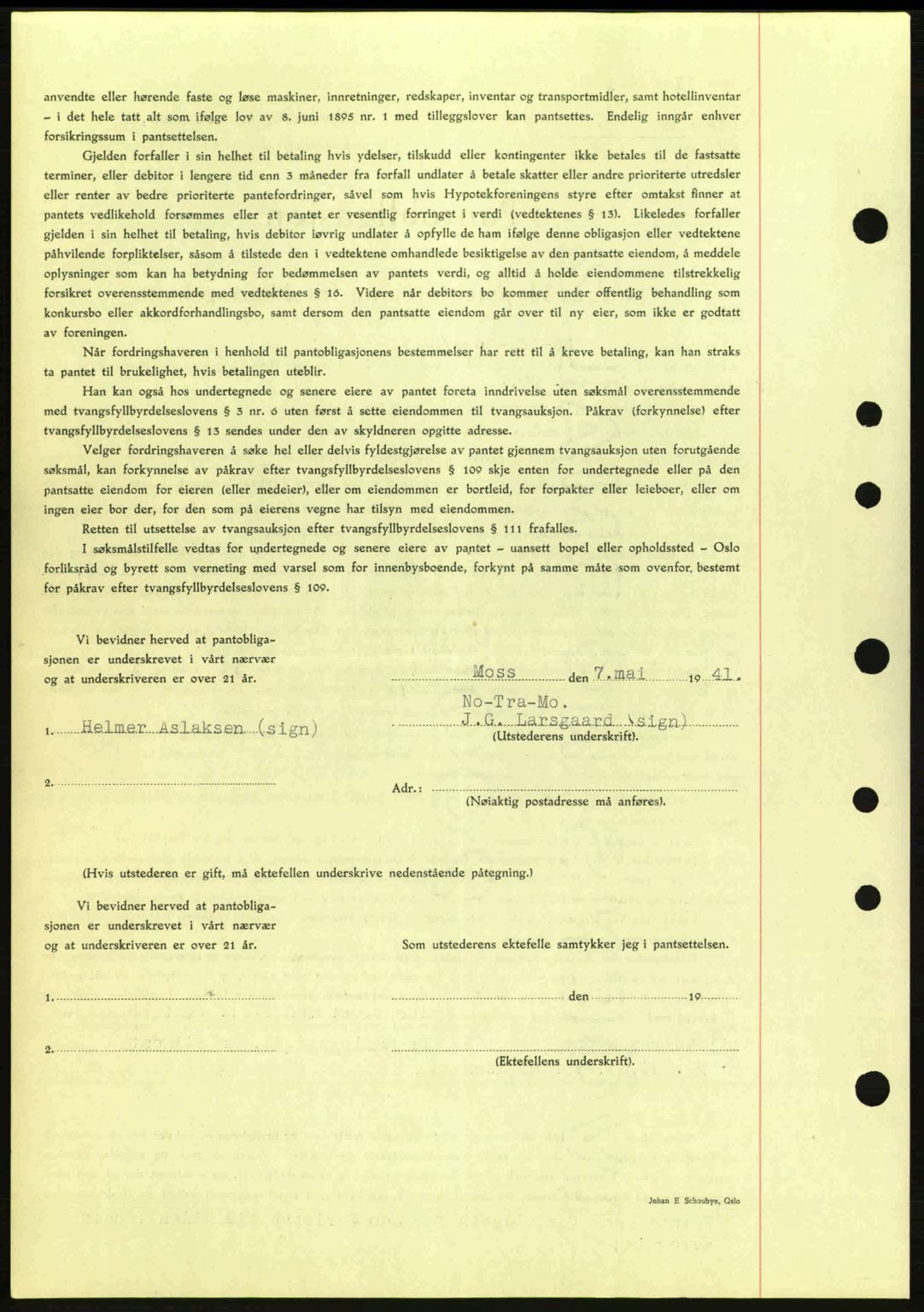 Moss sorenskriveri, AV/SAO-A-10168: Mortgage book no. B10, 1940-1941, Diary no: : 834/1941