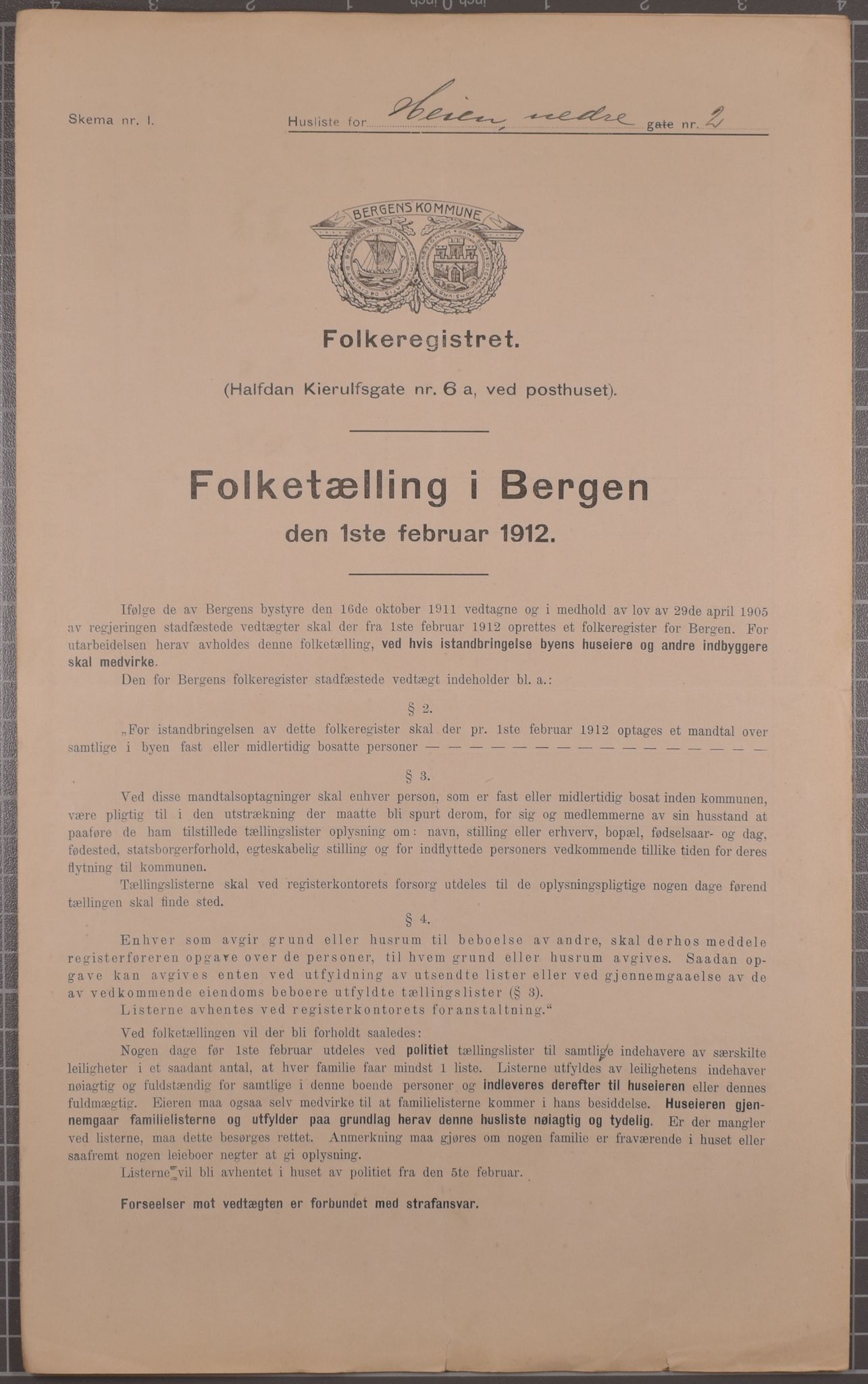 SAB, Municipal Census 1912 for Bergen, 1912, p. 1968