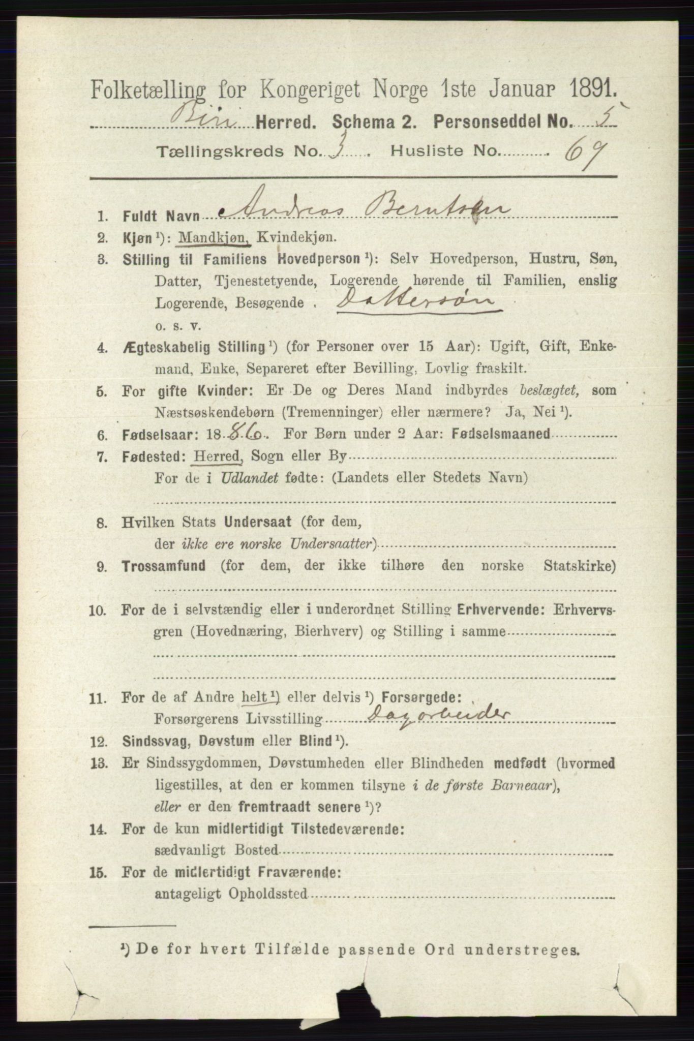 RA, 1891 census for 0525 Biri, 1891, p. 1317