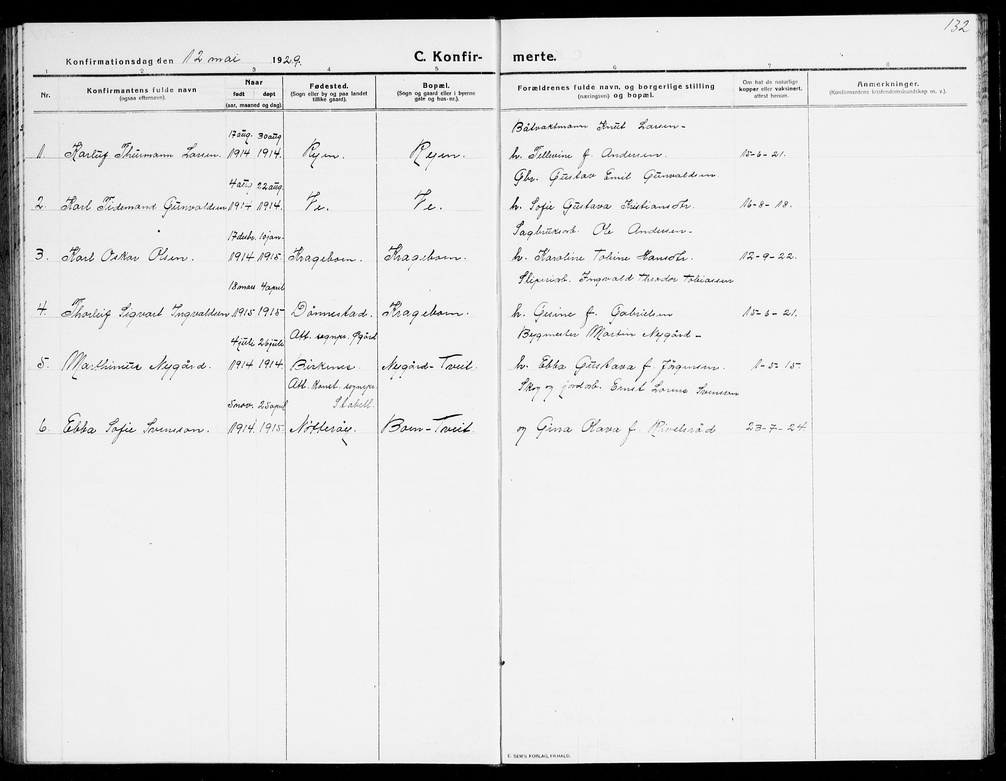 Tveit sokneprestkontor, AV/SAK-1111-0043/F/Fb/L0005: Parish register (copy) no. B 5, 1915-1941, p. 132