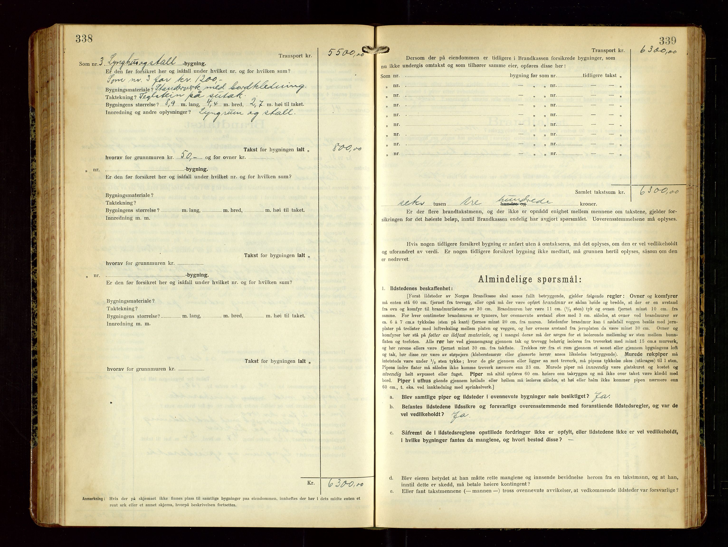 Høyland/Sandnes lensmannskontor, AV/SAST-A-100166/Gob/L0004: "Brandtakstprotokol", 1924-1933, p. 338-339