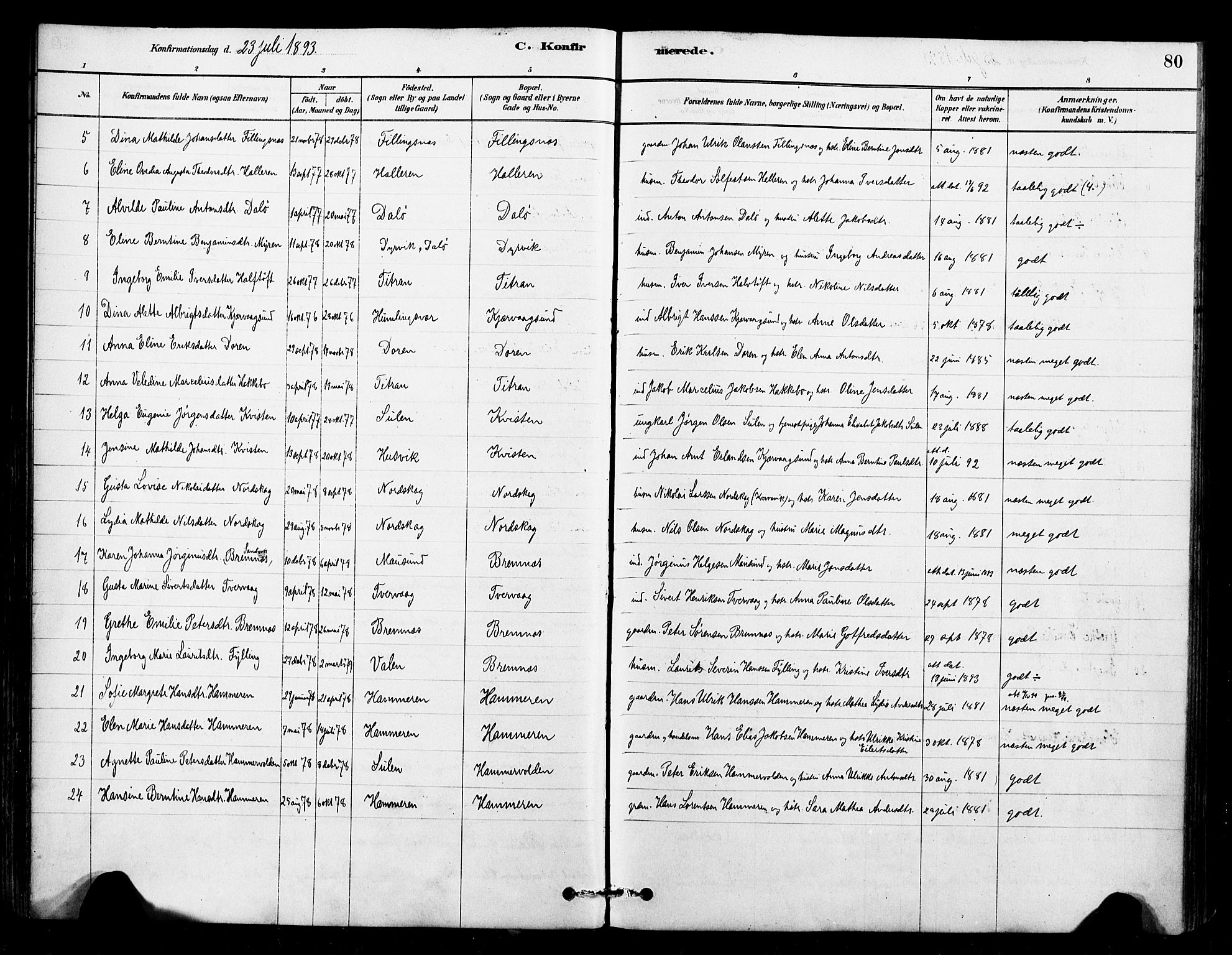 Ministerialprotokoller, klokkerbøker og fødselsregistre - Sør-Trøndelag, SAT/A-1456/641/L0595: Parish register (official) no. 641A01, 1882-1897, p. 80