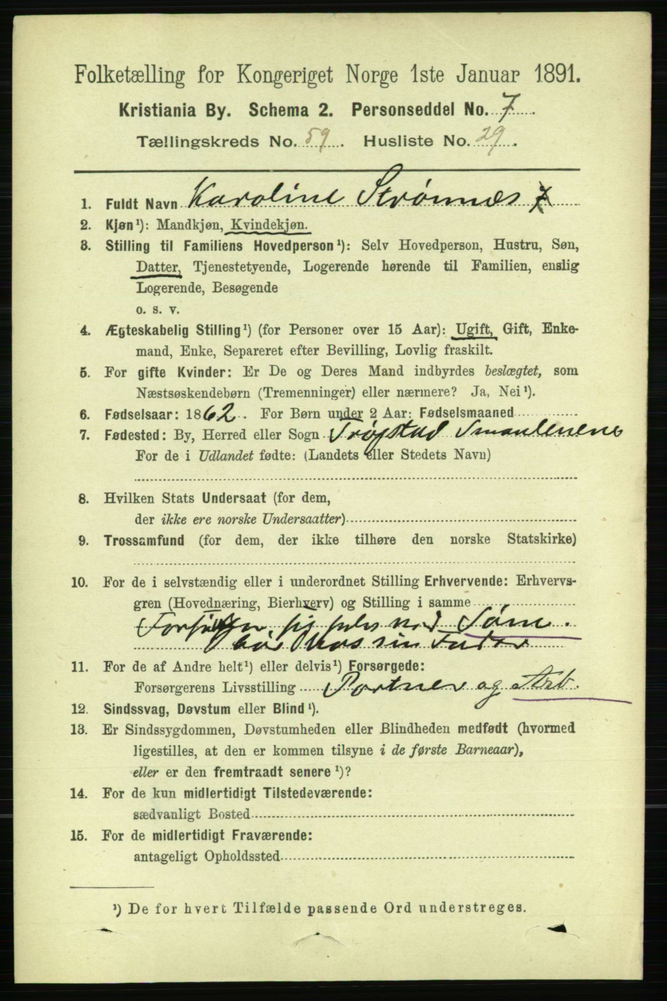 RA, 1891 census for 0301 Kristiania, 1891, p. 31834