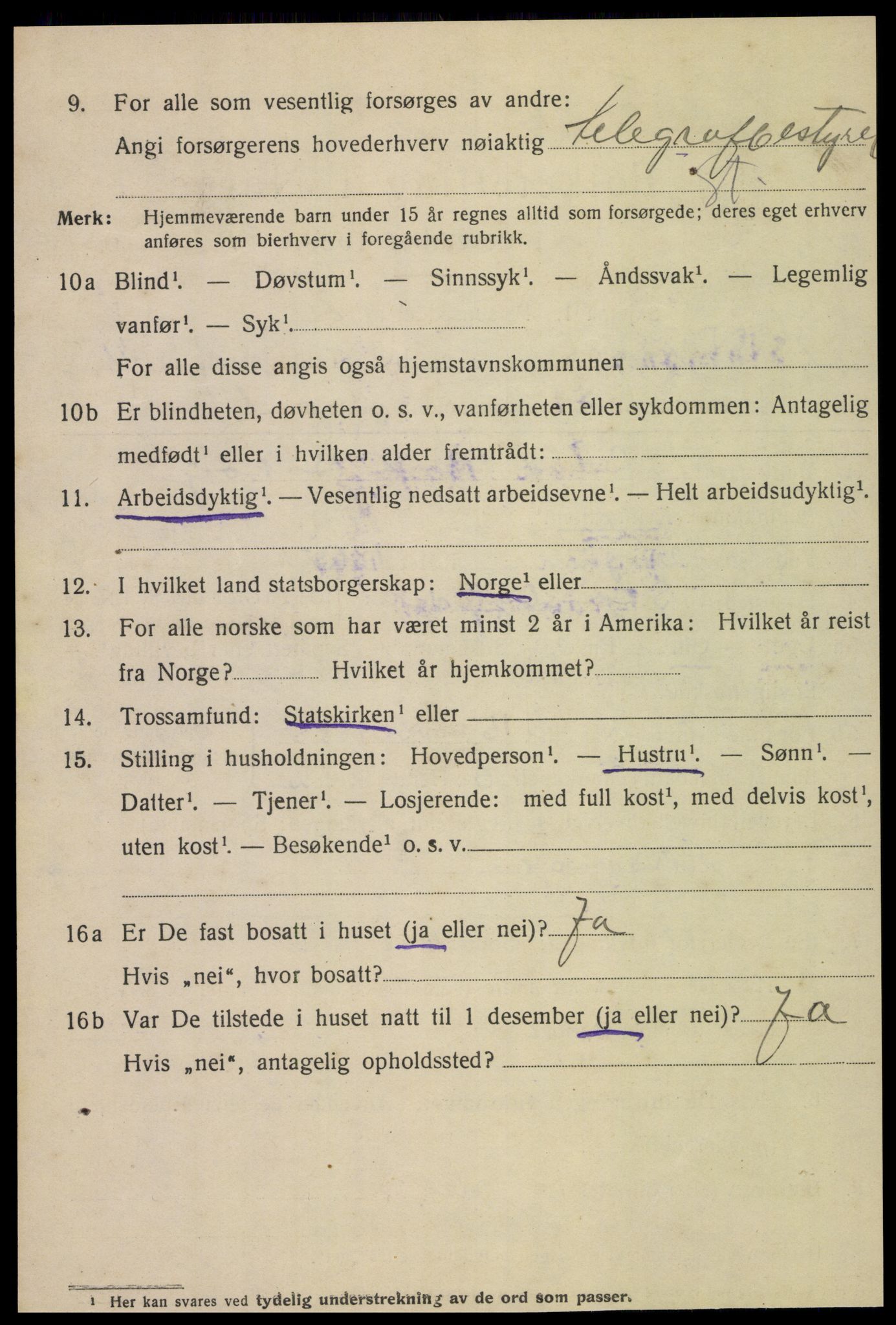 SAT, 1920 census for Namsos, 1920, p. 5638