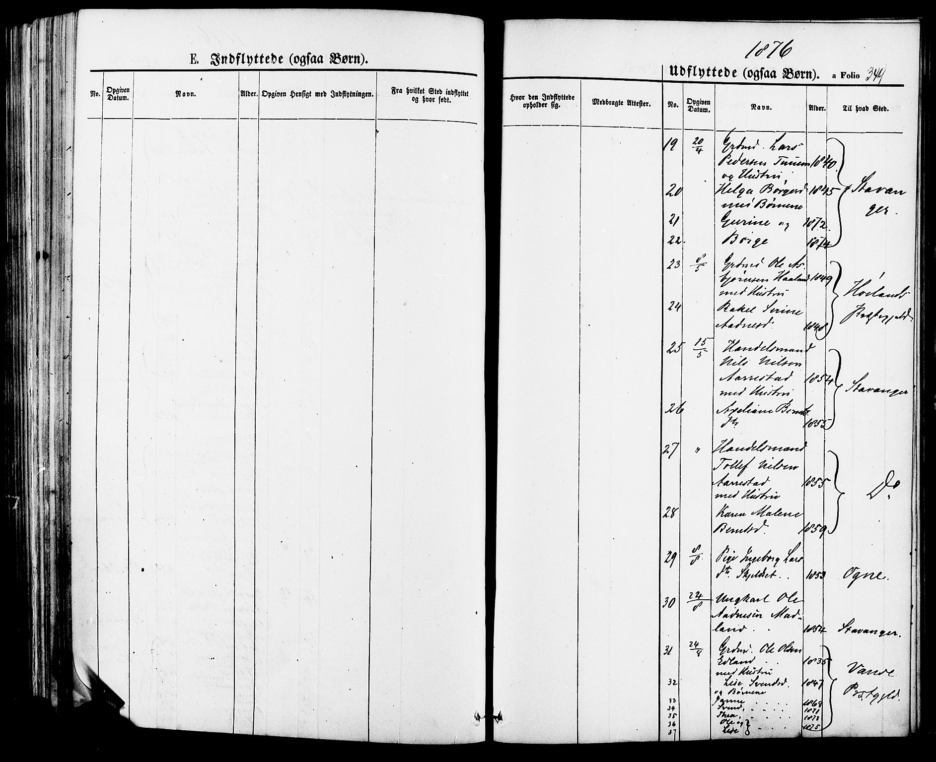 Lye sokneprestkontor, AV/SAST-A-101794/001/30BA/L0008: Parish register (official) no. A 7, 1872-1881, p. 349