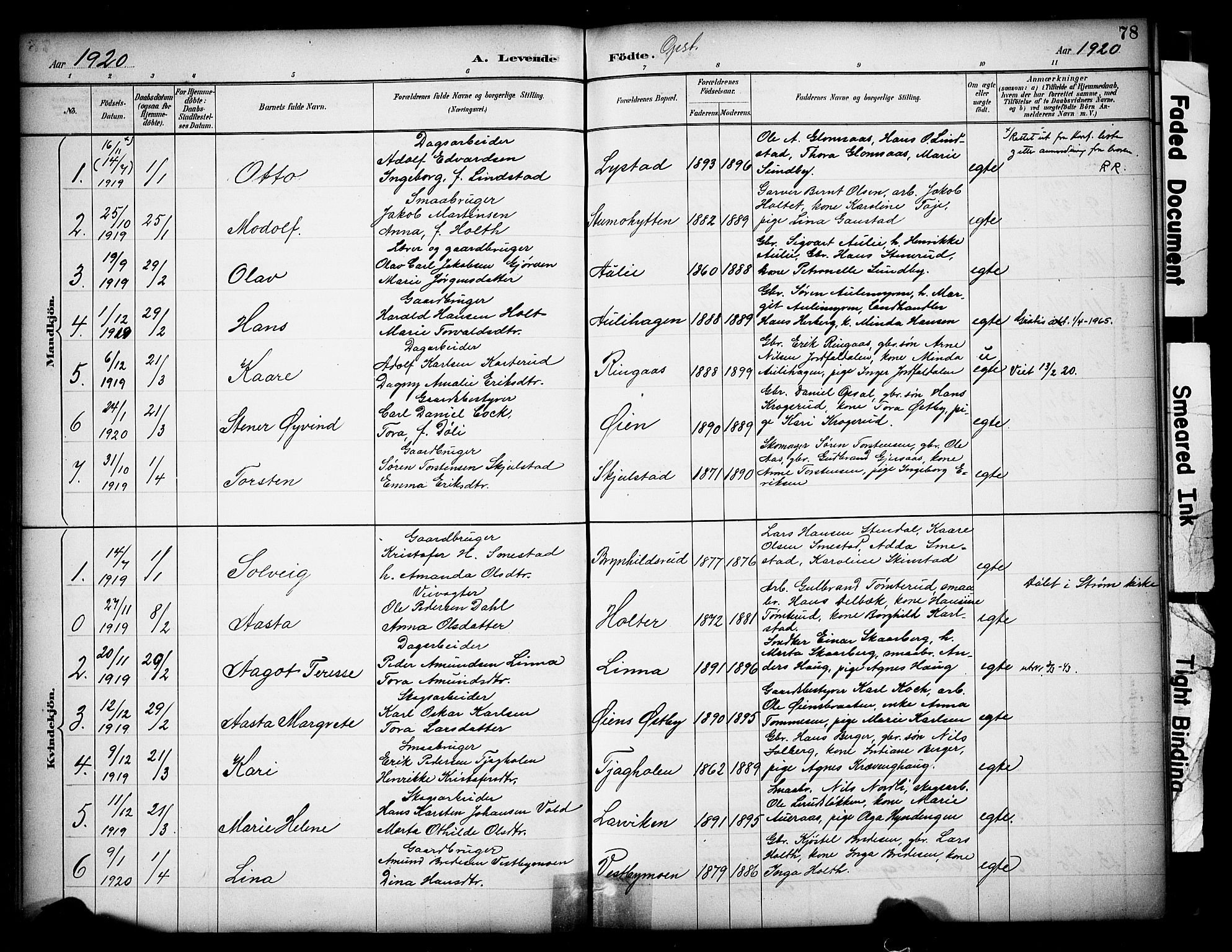 Sør-Odal prestekontor, AV/SAH-PREST-030/H/Ha/Haa/L0009: Parish register (official) no. 9, 1886-1926, p. 78