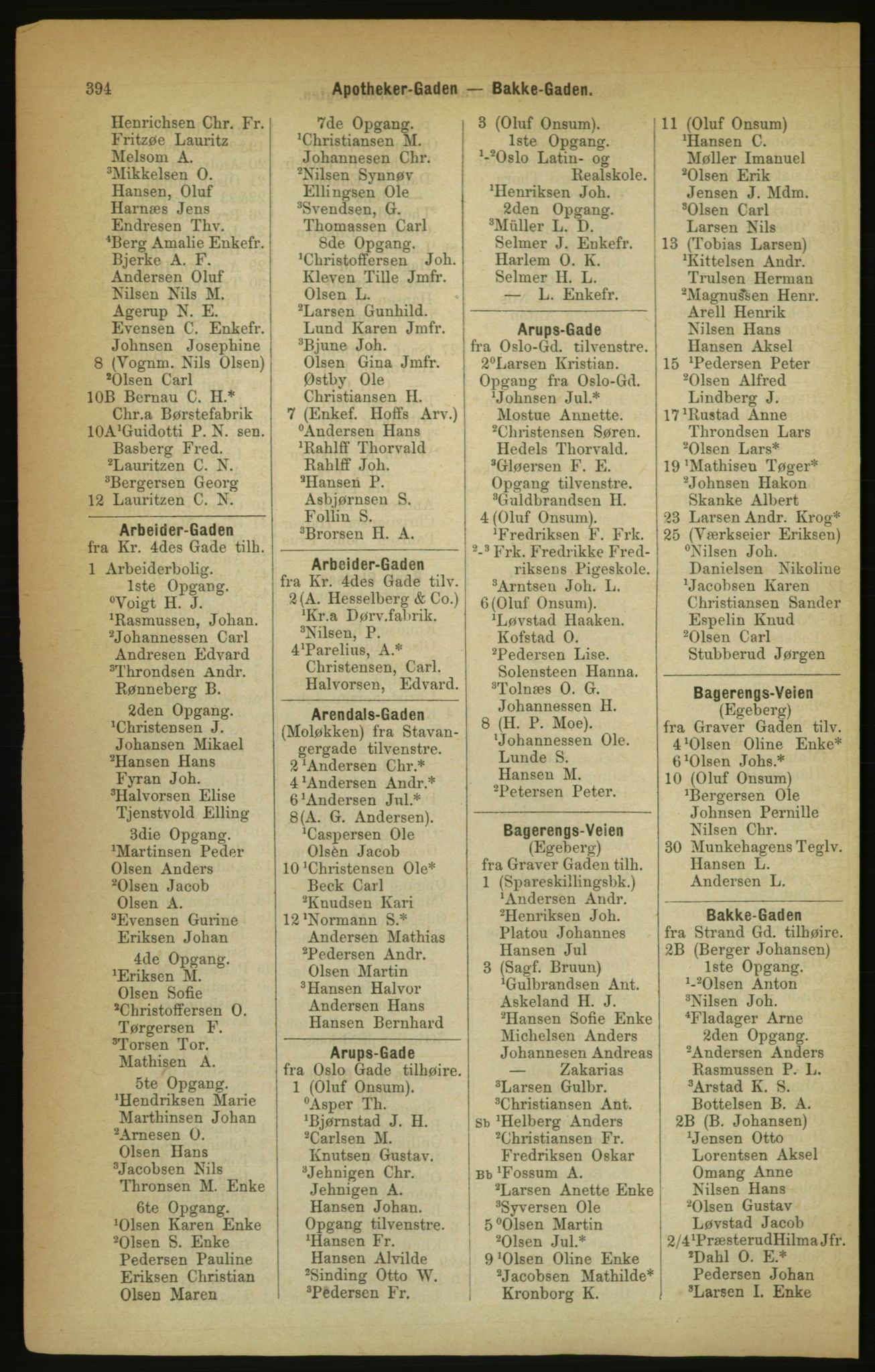 Kristiania/Oslo adressebok, PUBL/-, 1888, p. 394