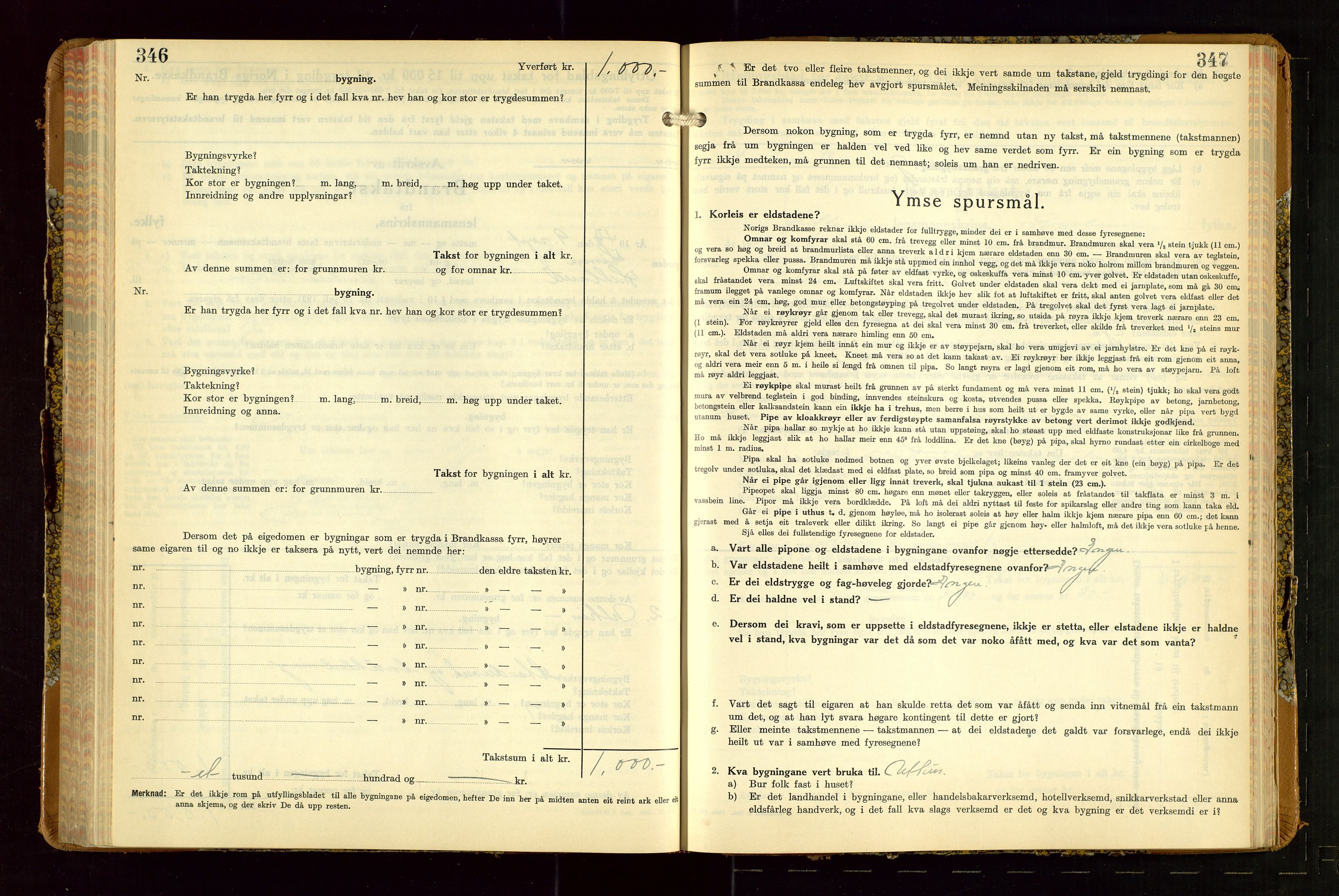 Hetland lensmannskontor, SAST/A-100101/Gob/L0007: "Brandtakstbok", 1939-1949, p. 346-347