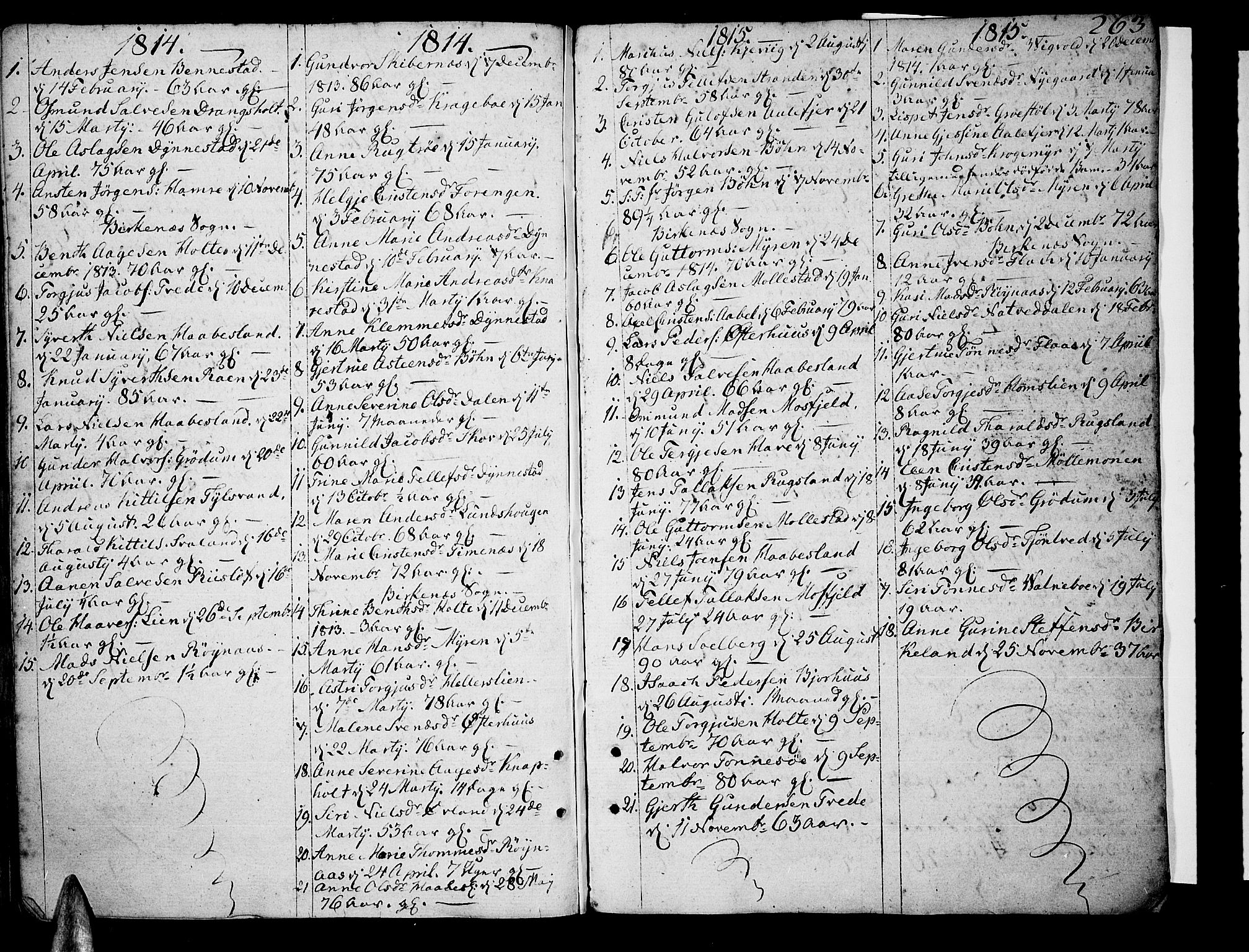 Tveit sokneprestkontor, SAK/1111-0043/F/Fa/L0001: Parish register (official) no. A 1, 1794-1819, p. 263