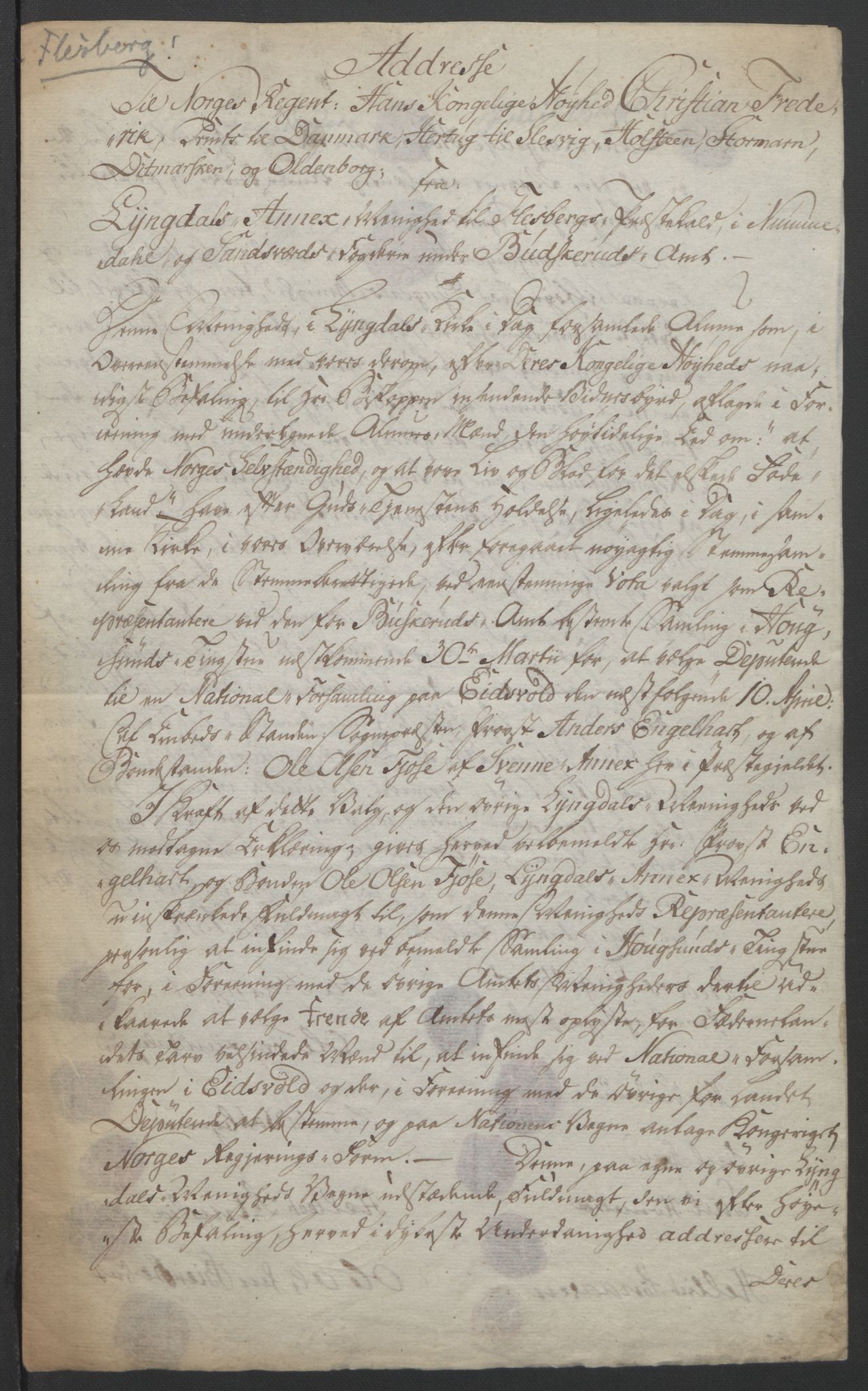 Statsrådssekretariatet, RA/S-1001/D/Db/L0007: Fullmakter for Eidsvollsrepresentantene i 1814. , 1814, p. 312