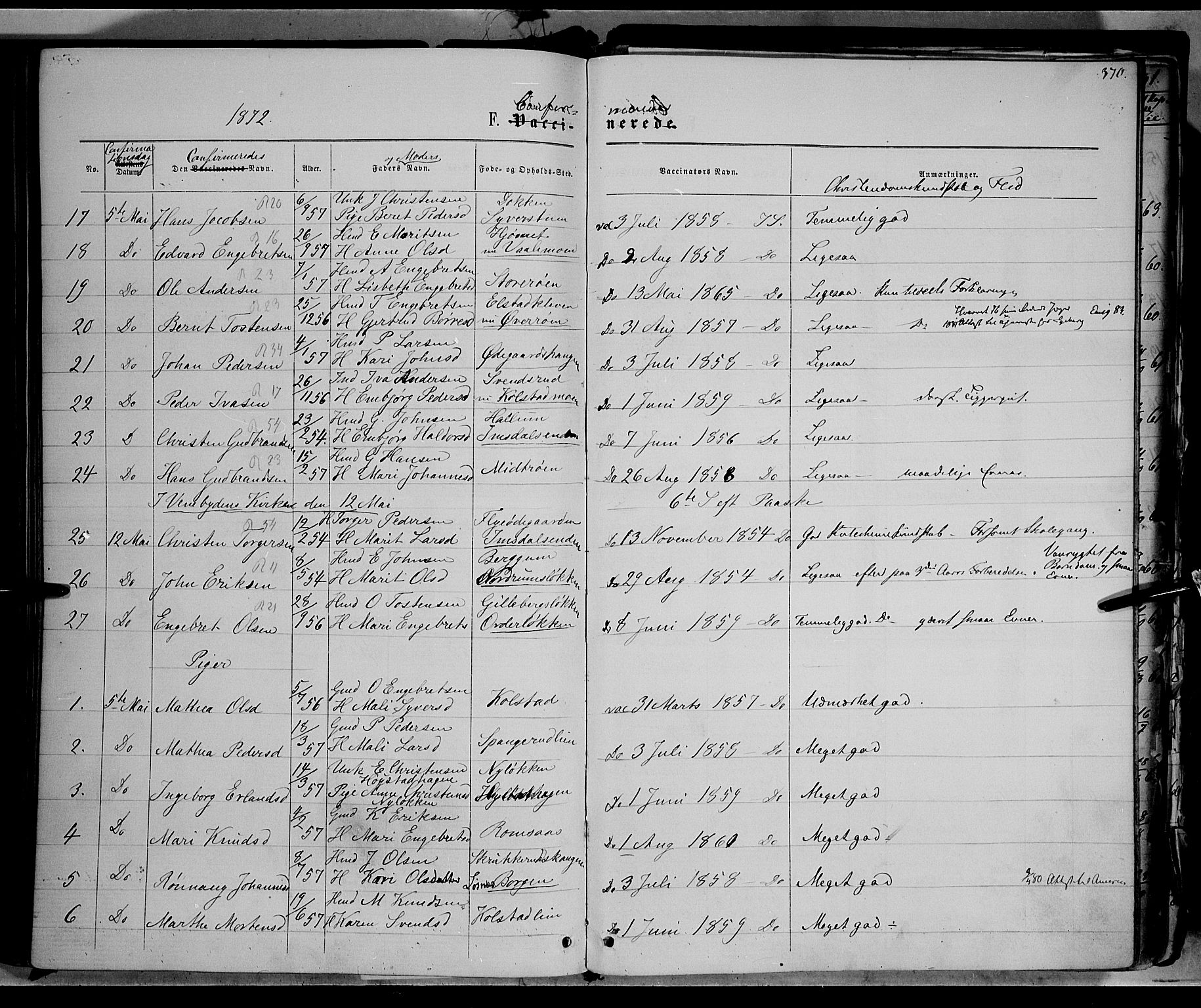 Ringebu prestekontor, AV/SAH-PREST-082/H/Ha/Haa/L0007: Parish register (official) no. 7, 1860-1877, p. 370