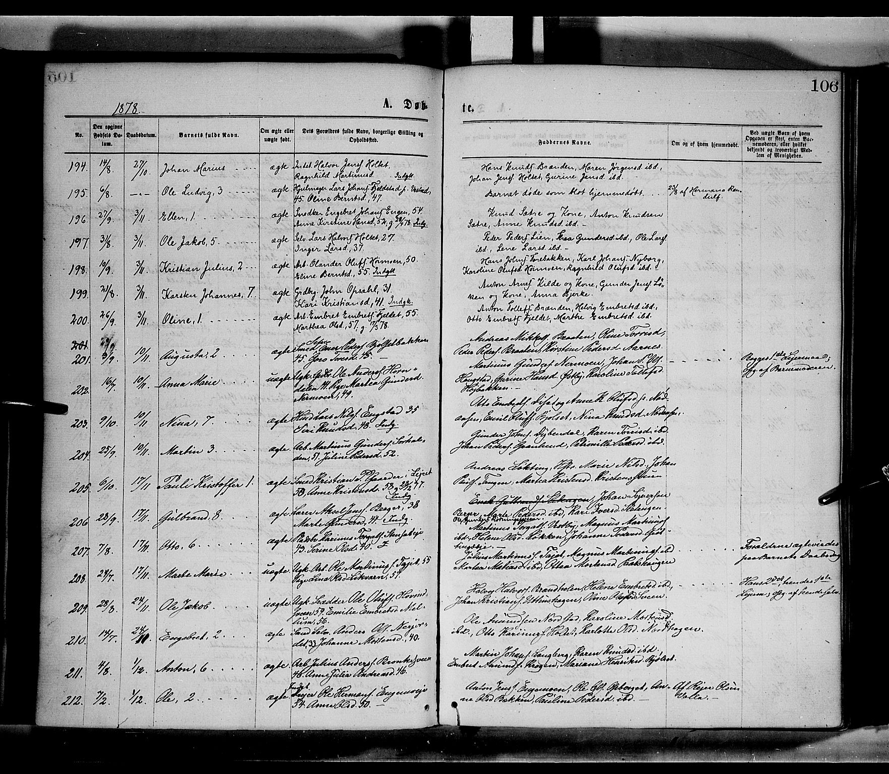 Elverum prestekontor, AV/SAH-PREST-044/H/Ha/Haa/L0011: Parish register (official) no. 11, 1869-1879, p. 106