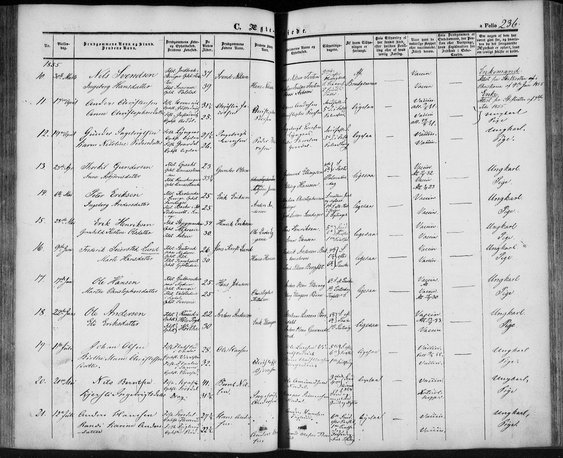 Lier kirkebøker, AV/SAKO-A-230/F/Fa/L0012: Parish register (official) no. I 12, 1854-1864, p. 236