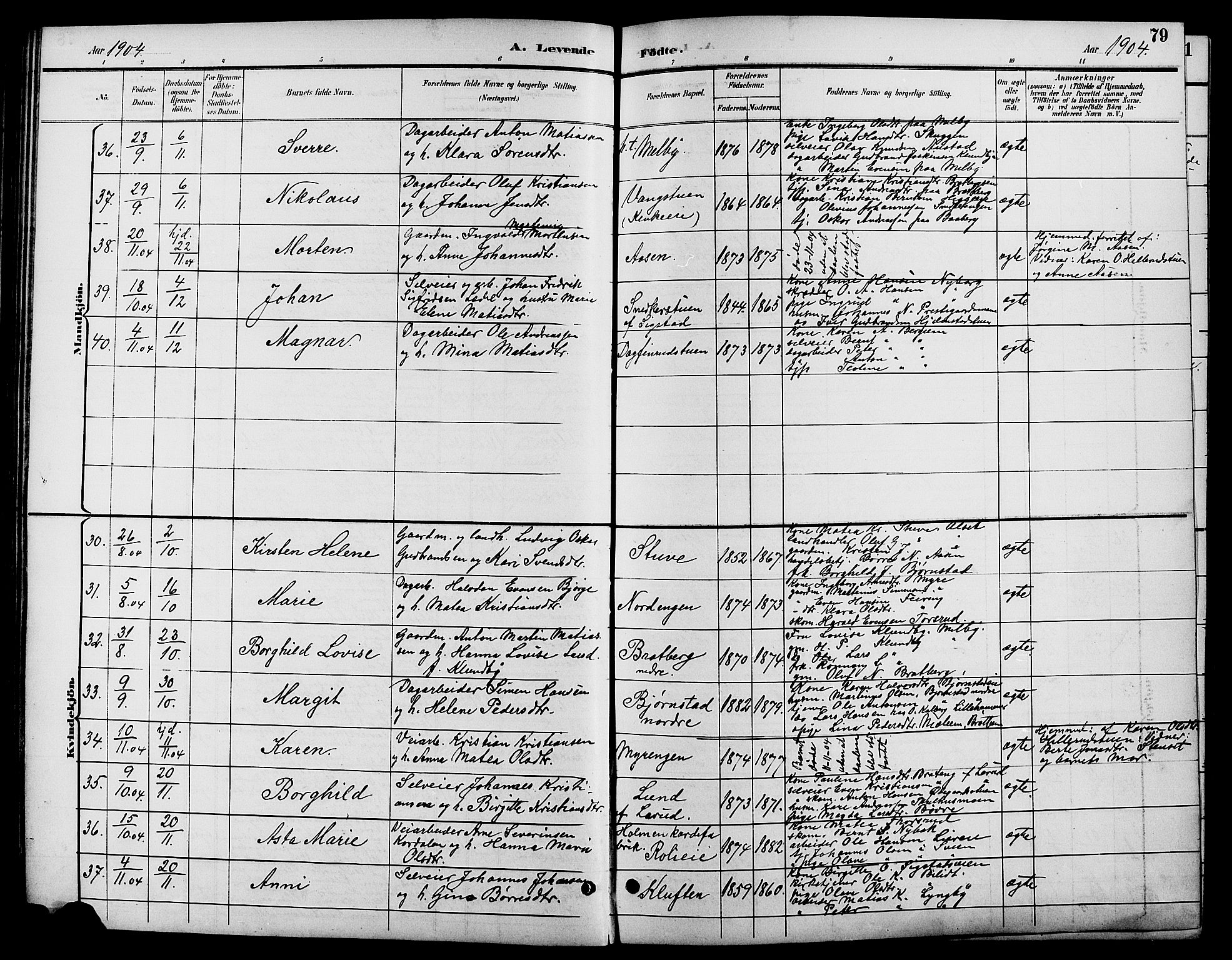 Biri prestekontor, SAH/PREST-096/H/Ha/Hab/L0004: Parish register (copy) no. 4, 1892-1909, p. 79