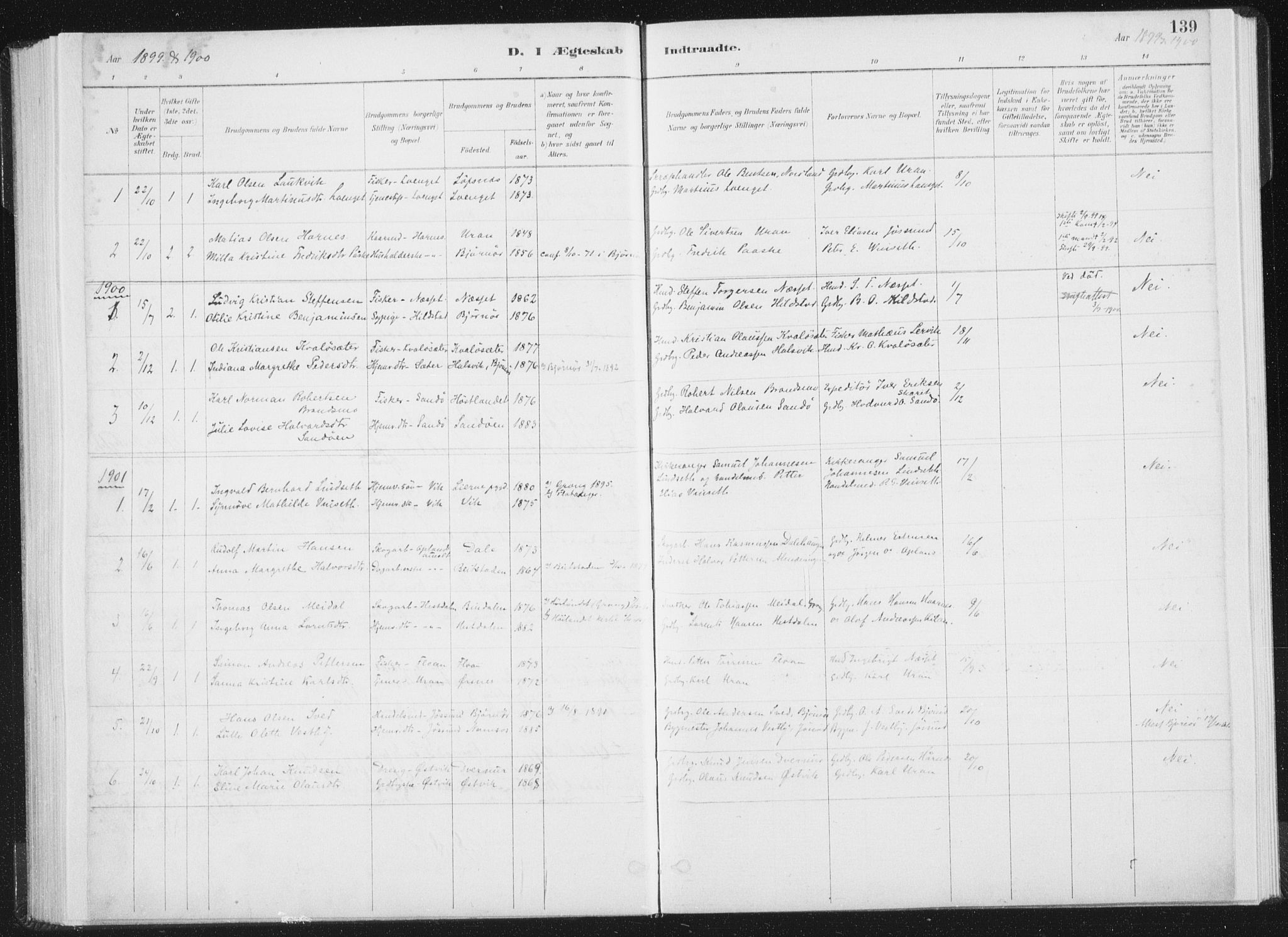 Ministerialprotokoller, klokkerbøker og fødselsregistre - Nord-Trøndelag, SAT/A-1458/771/L0597: Parish register (official) no. 771A04, 1885-1910, p. 139