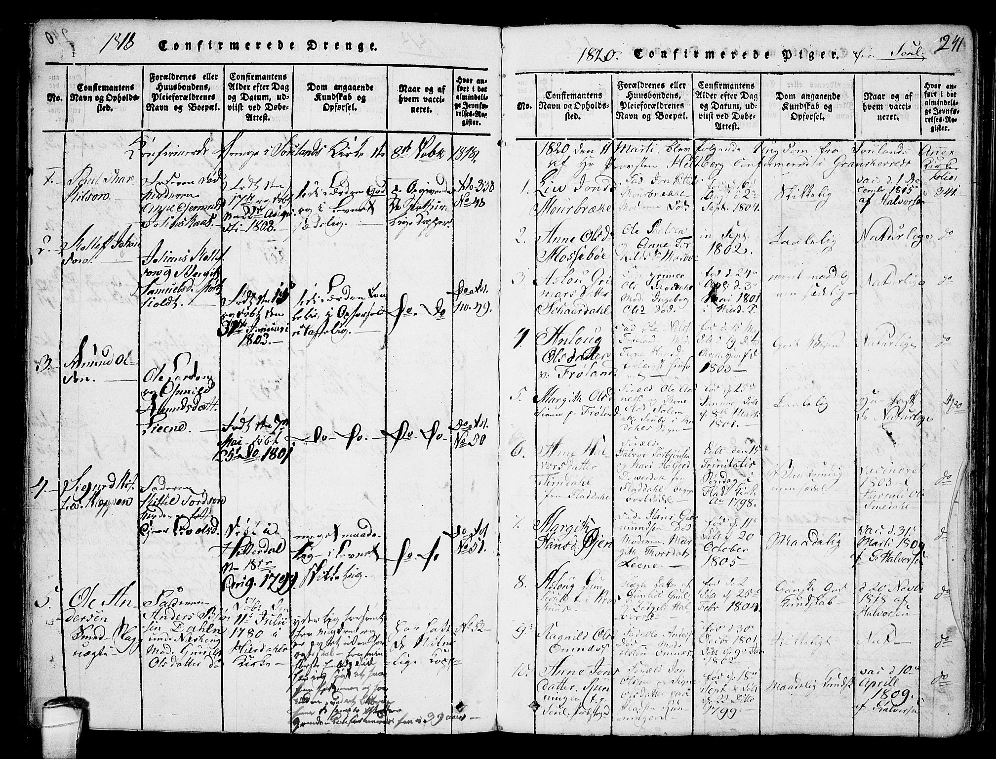 Hjartdal kirkebøker, SAKO/A-270/F/Fb/L0001: Parish register (official) no. II 1, 1815-1843, p. 241
