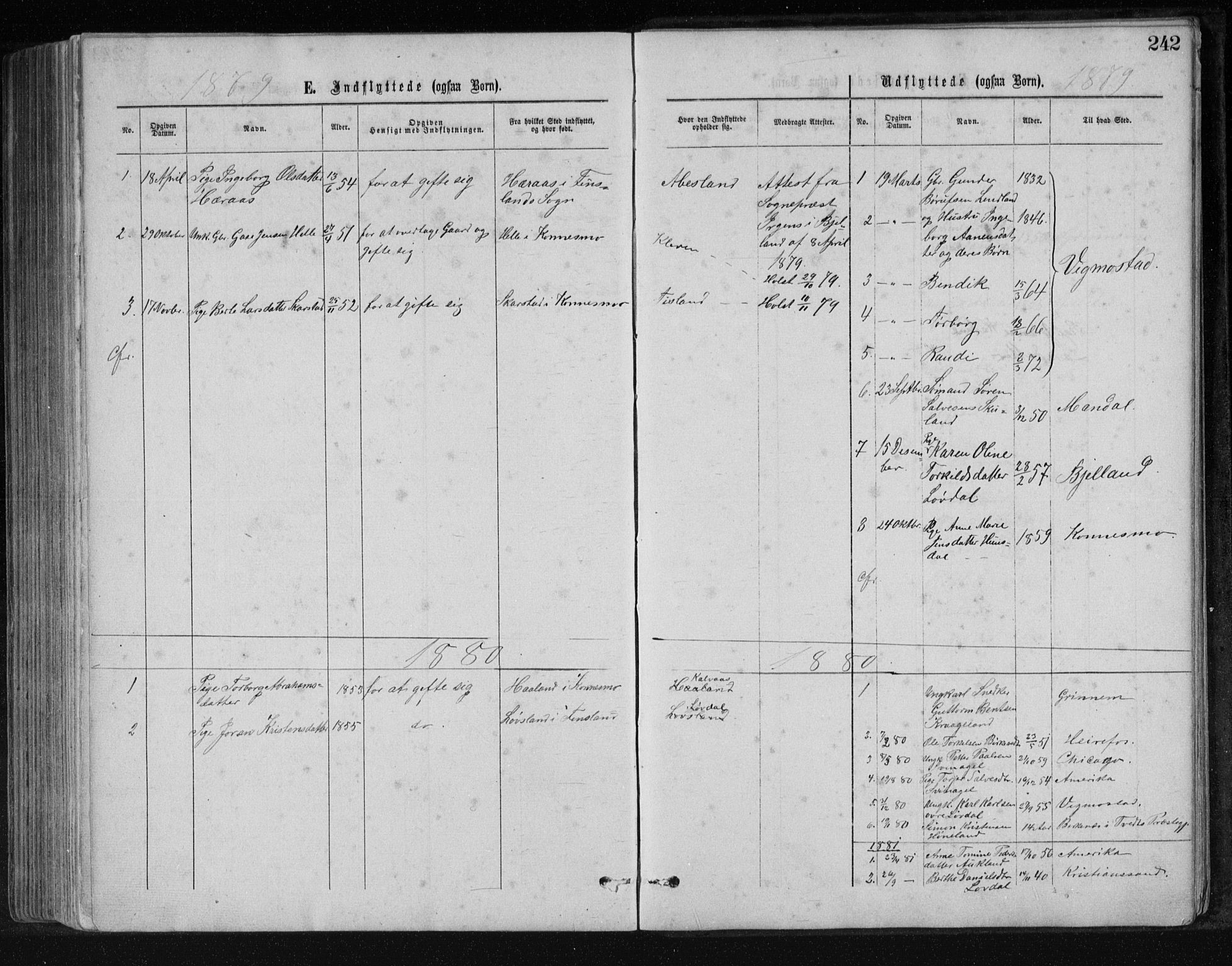 Holum sokneprestkontor, AV/SAK-1111-0022/F/Fb/Fbb/L0003: Parish register (copy) no. B 3, 1875-1898, p. 242