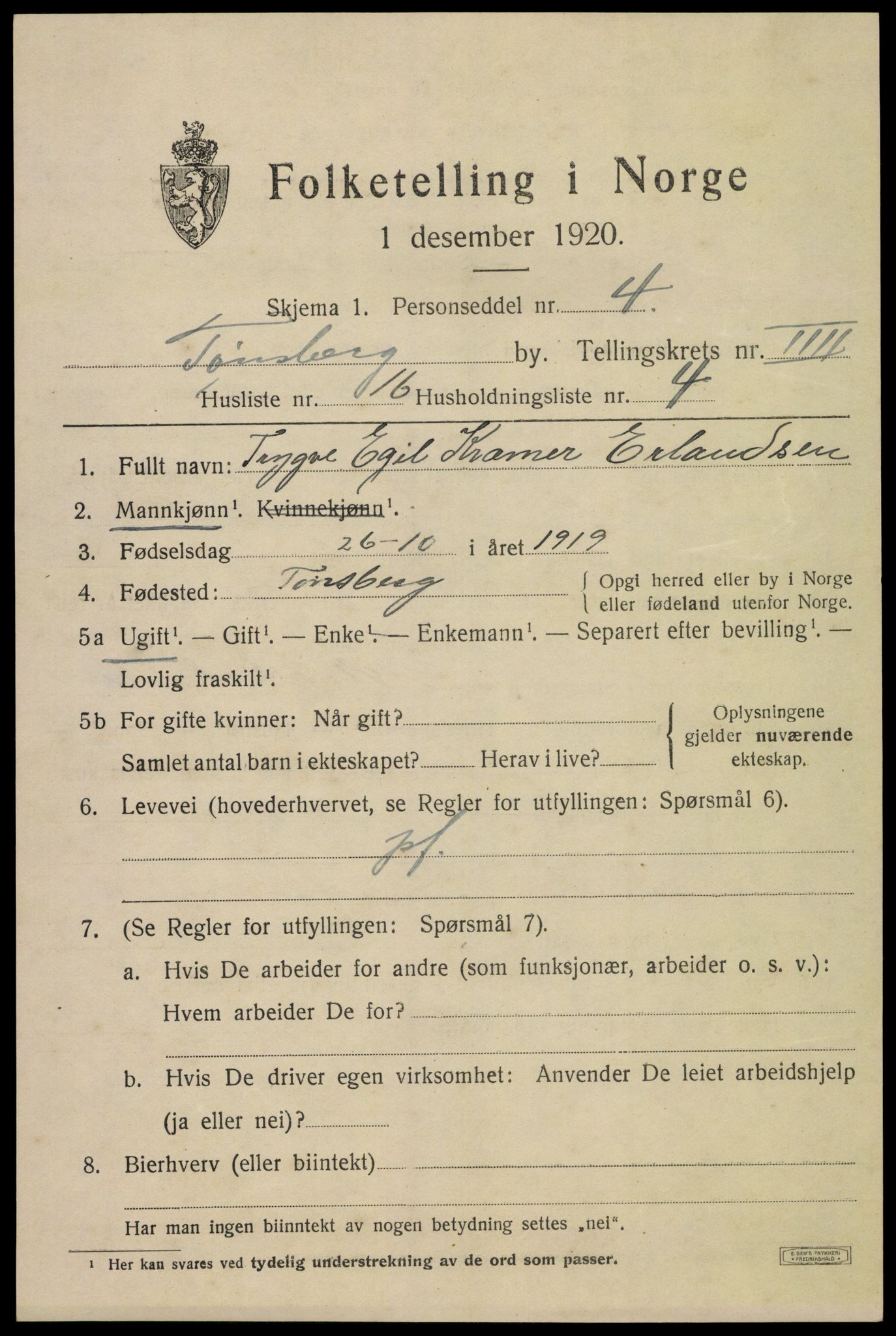 SAKO, 1920 census for Tønsberg, 1920, p. 12573