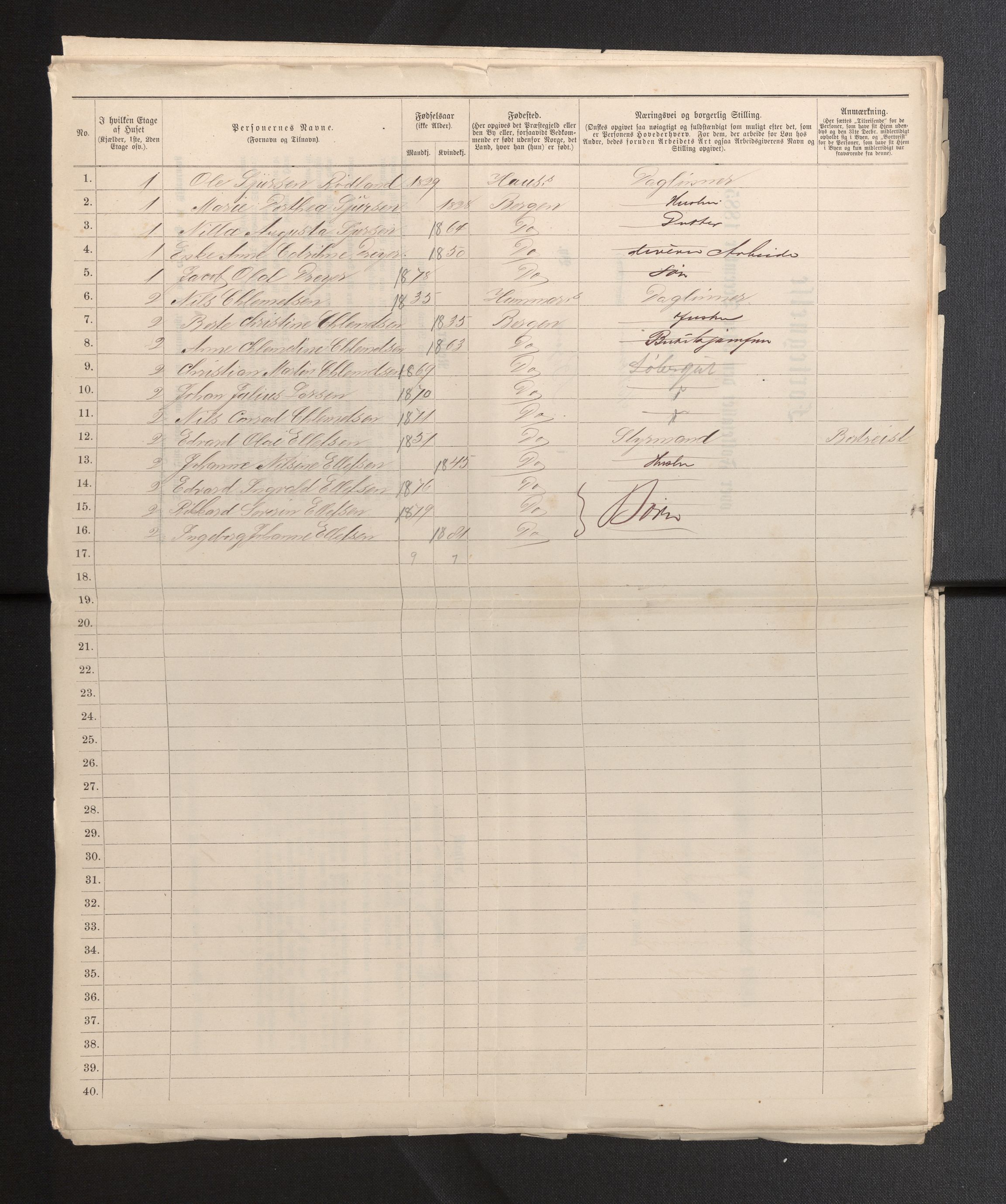 SAB, 1885 census for 1301 Bergen, 1885, p. 4377