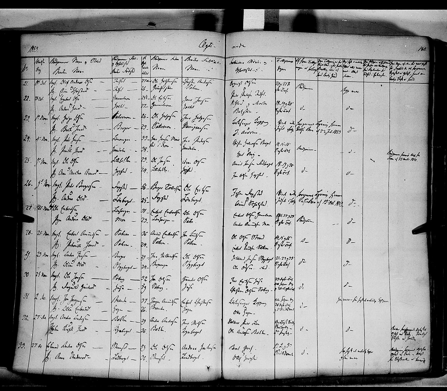 Elverum prestekontor, AV/SAH-PREST-044/H/Ha/Haa/L0009: Parish register (official) no. 9, 1843-1856, p. 180