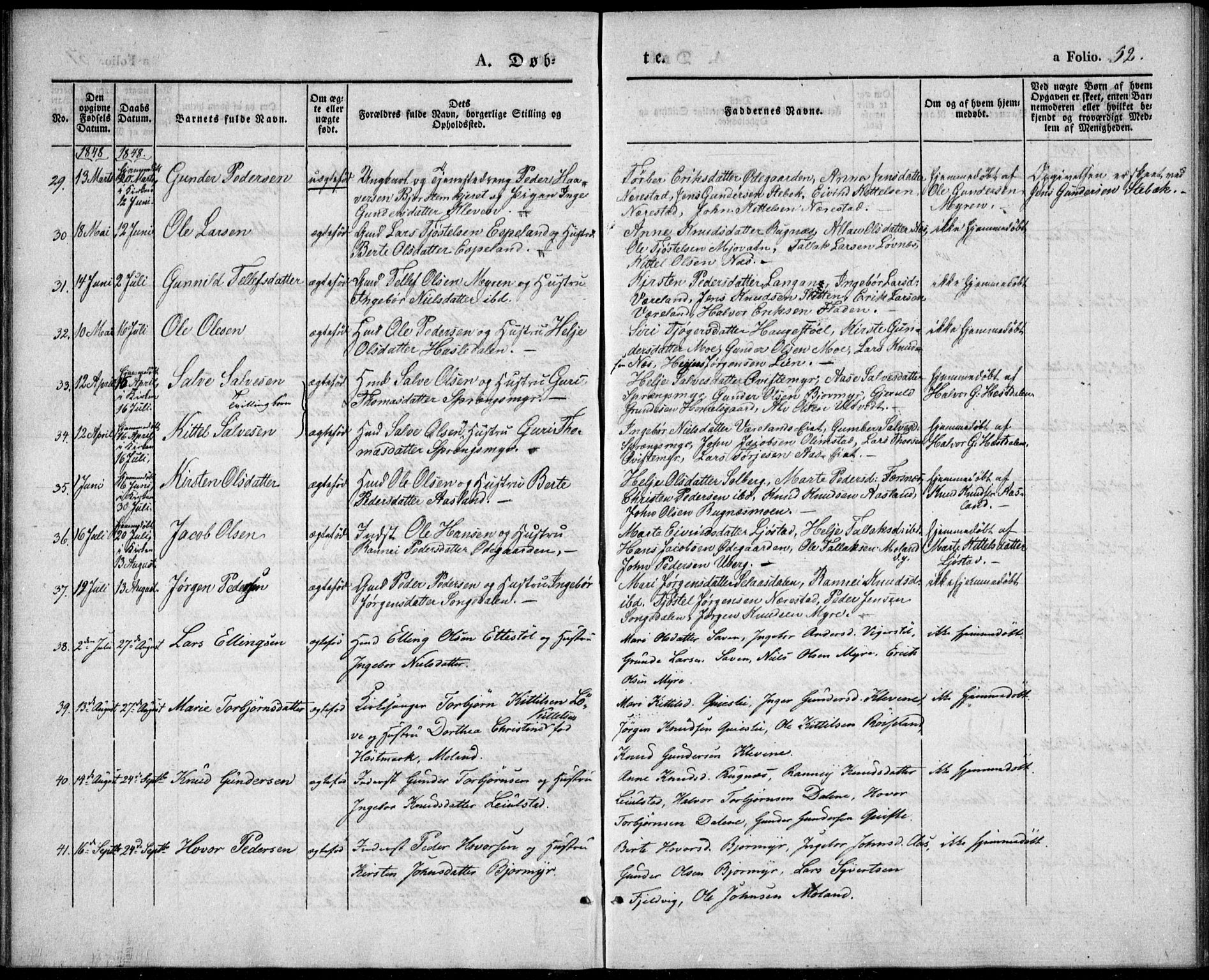 Gjerstad sokneprestkontor, AV/SAK-1111-0014/F/Fa/Fab/L0002: Parish register (official) no. A 2, 1835-1852, p. 52
