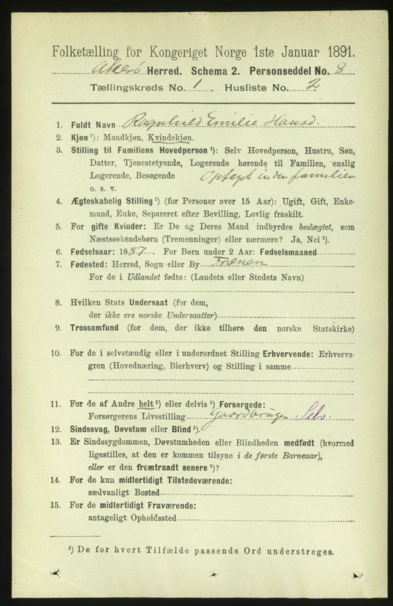 RA, 1891 census for 1545 Aukra, 1891, p. 109