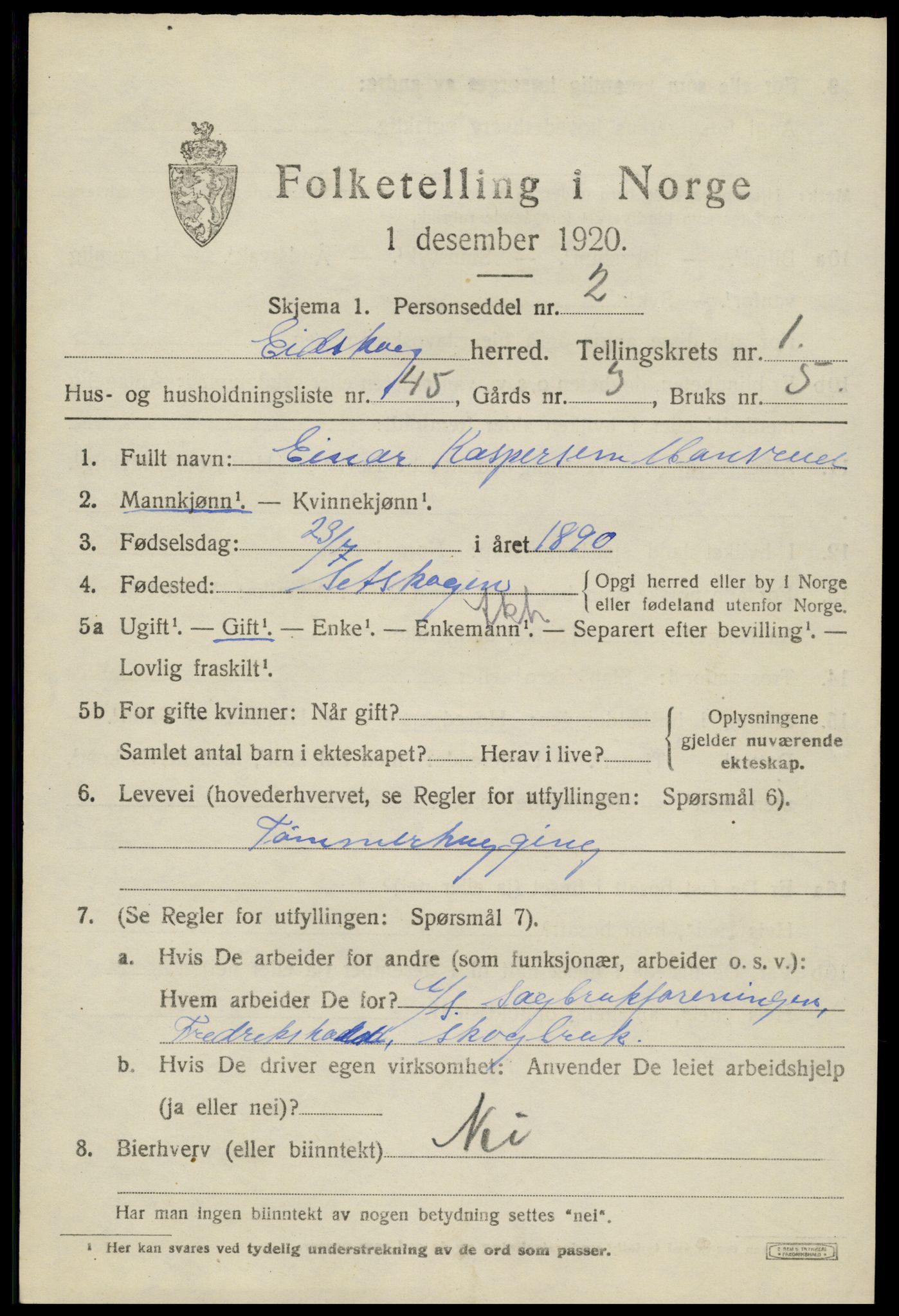 SAH, 1920 census for Eidskog, 1920, p. 2941