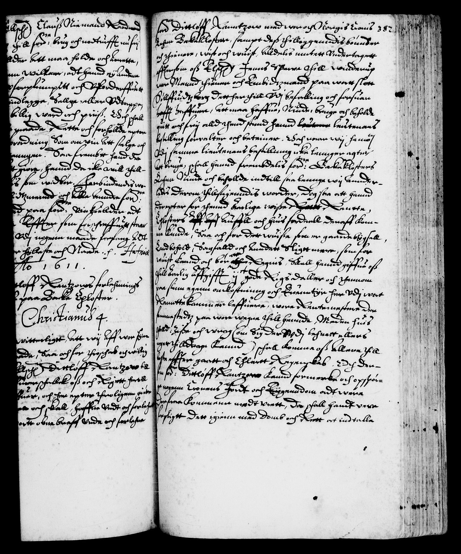 Danske Kanselli 1572-1799, AV/RA-EA-3023/F/Fc/Fca/Fcaa/L0003: Norske registre (mikrofilm), 1596-1616, p. 382a