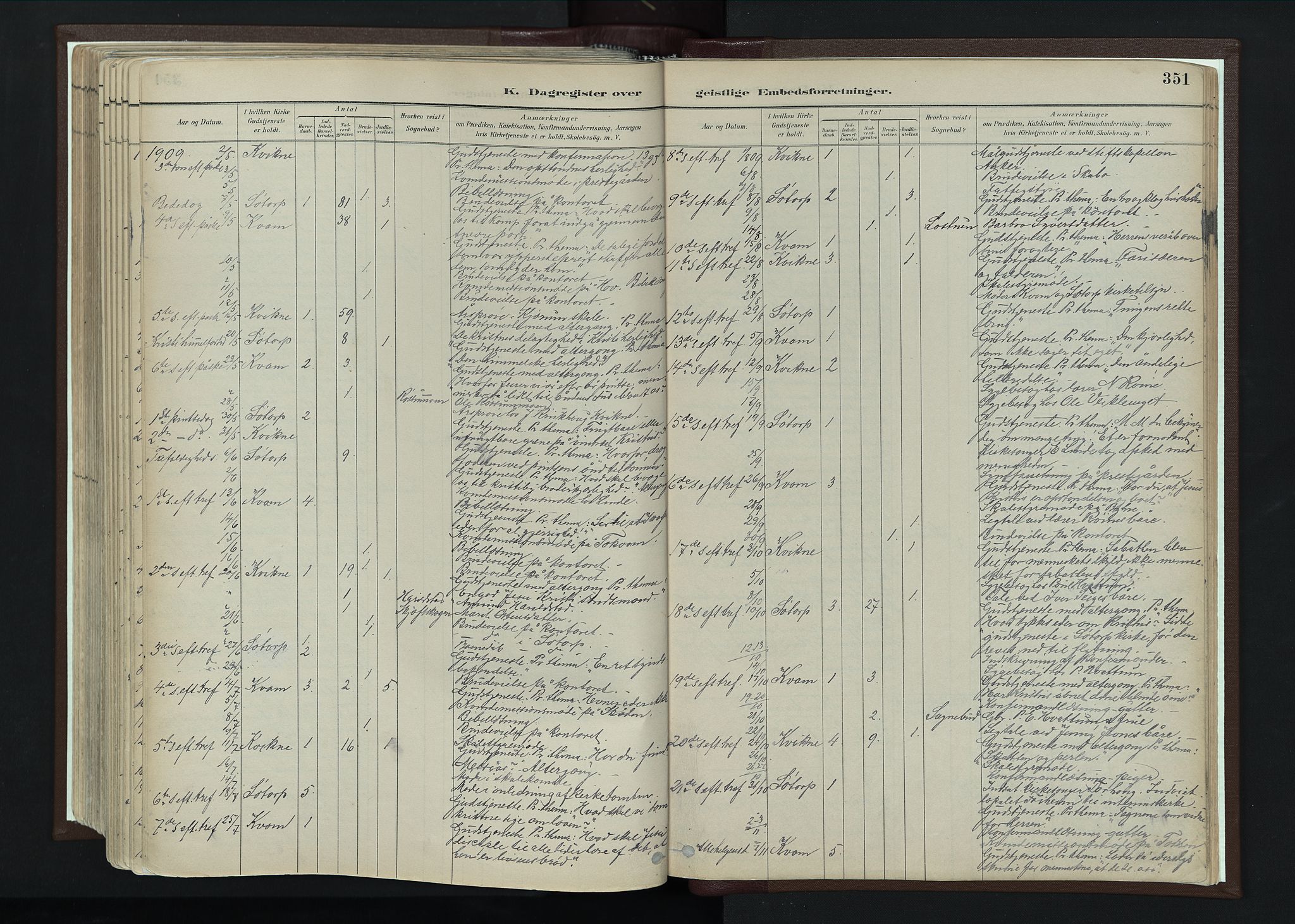 Nord-Fron prestekontor, SAH/PREST-080/H/Ha/Haa/L0004: Parish register (official) no. 4, 1884-1914, p. 351