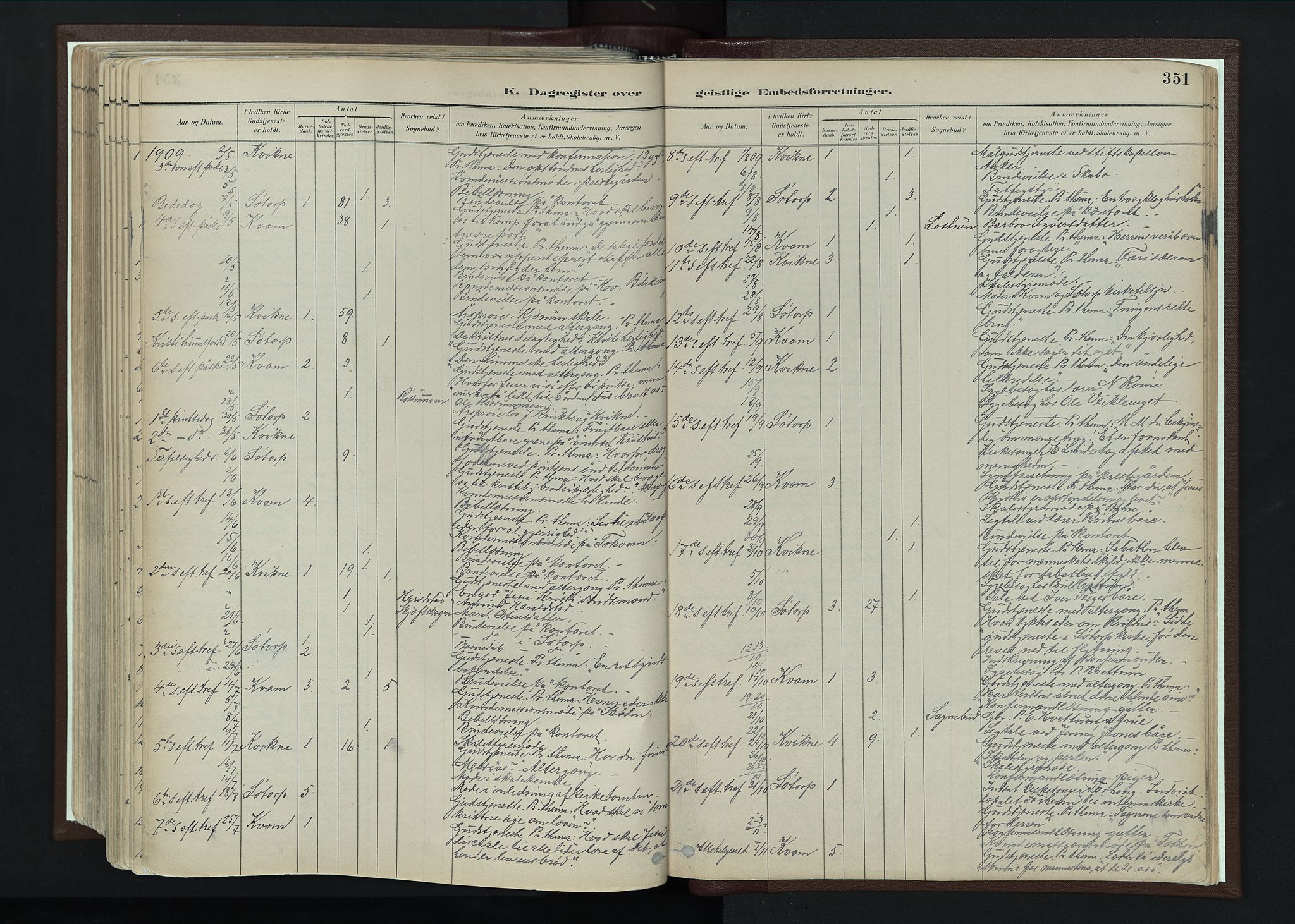 Nord-Fron prestekontor, AV/SAH-PREST-080/H/Ha/Haa/L0004: Parish register (official) no. 4, 1884-1914, p. 351