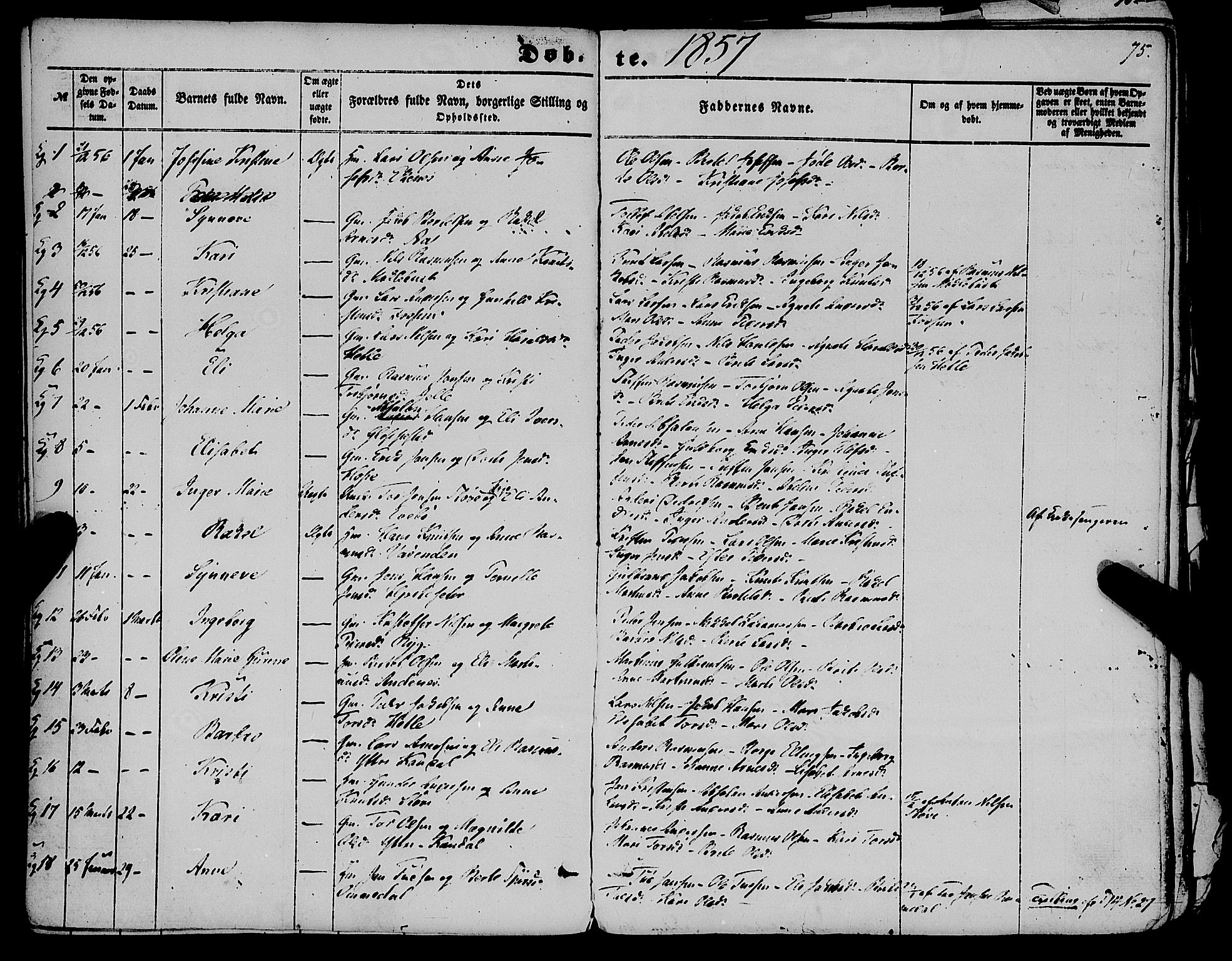 Gloppen sokneprestembete, AV/SAB-A-80101/H/Haa/Haaa/L0009: Parish register (official) no. A 9, 1855-1870, p. 75