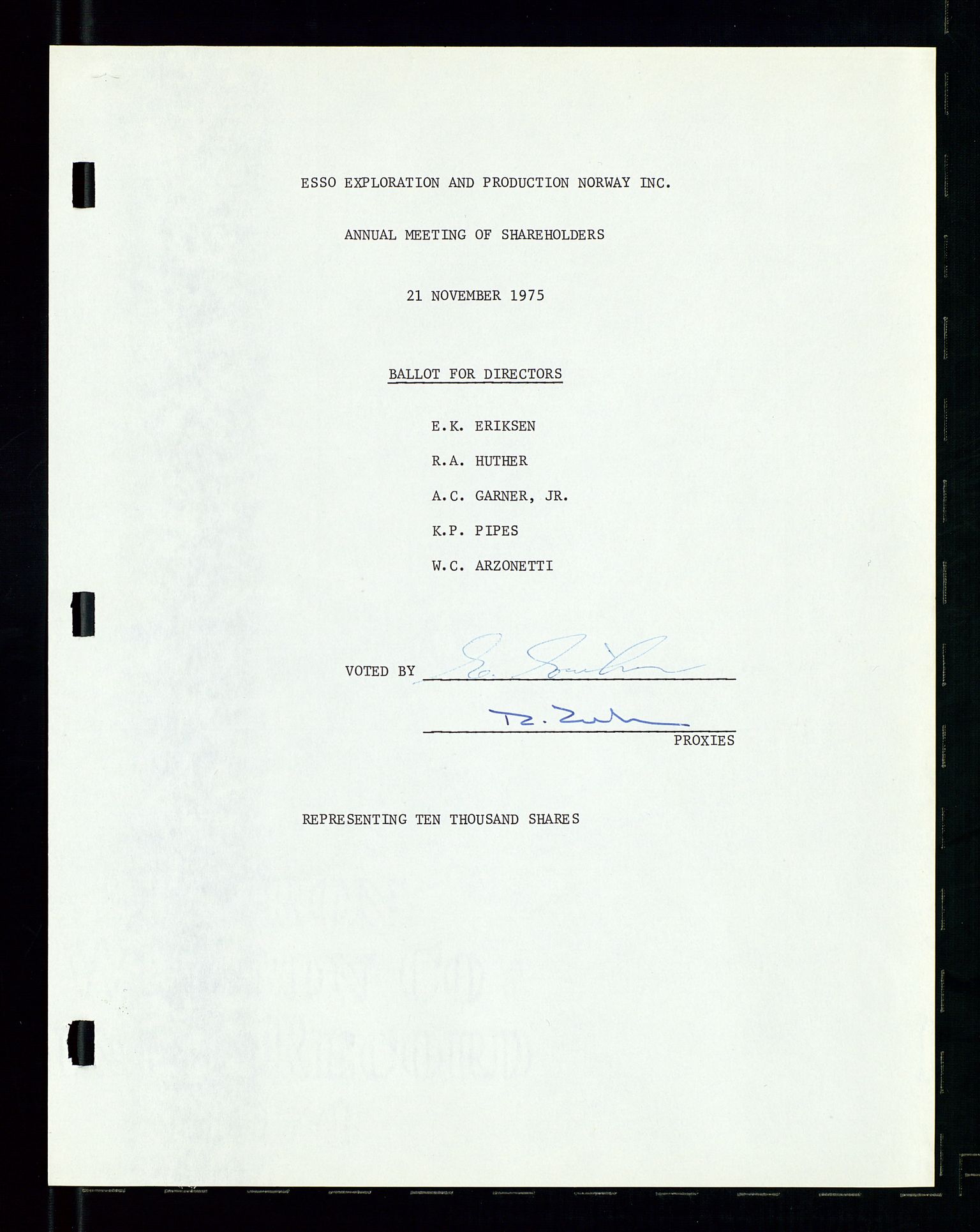 Pa 1512 - Esso Exploration and Production Norway Inc., SAST/A-101917/A/Aa/L0001/0002: Styredokumenter / Corporate records, Board meeting minutes, Agreements, Stocholder meetings, 1975-1979, p. 17